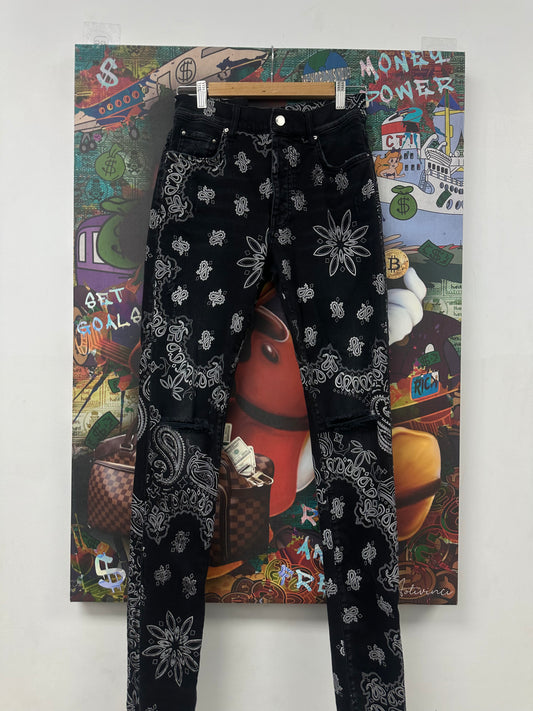 Amiri Jeans Black All Over Paisley Used 32 N/A