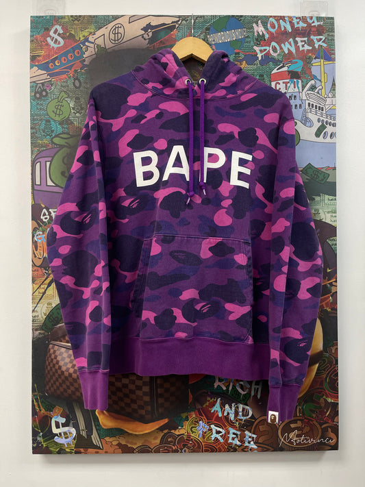 Bape Purple Camo Spellout Hoodie
