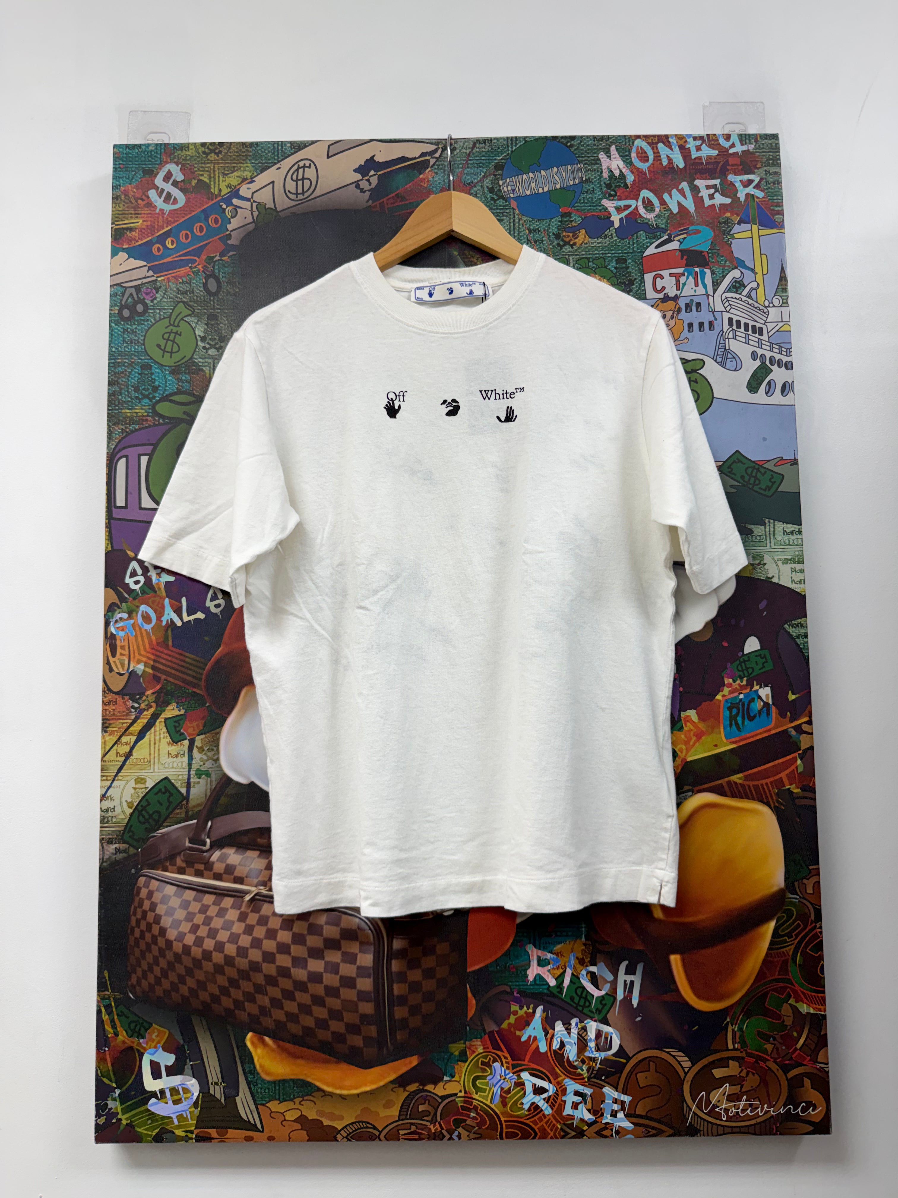 Off-White White Black Embroidered Tee