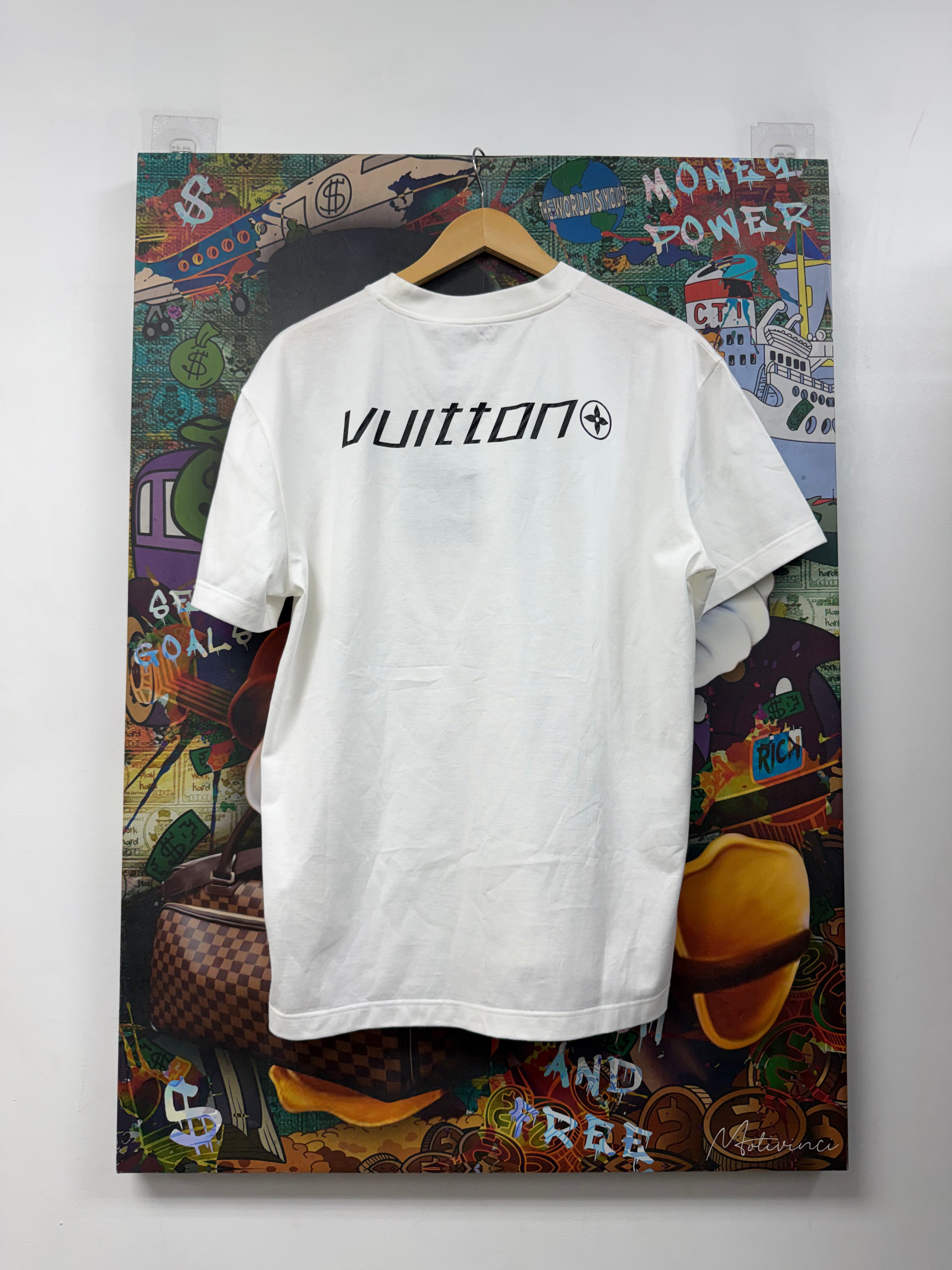 Louis Vuitton White Black Printed Signature Tee