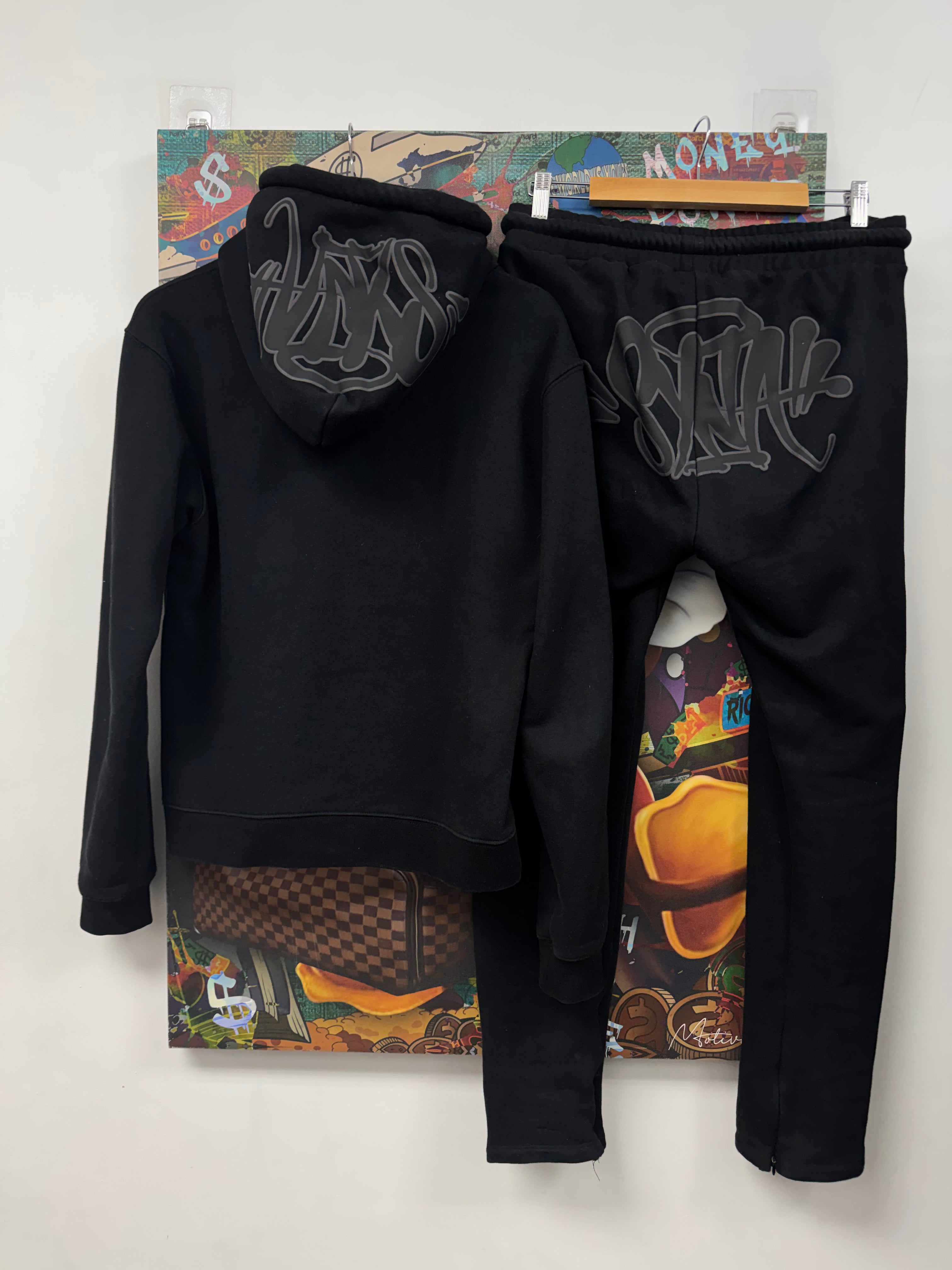 Syna Black Tonal Sweatsuit