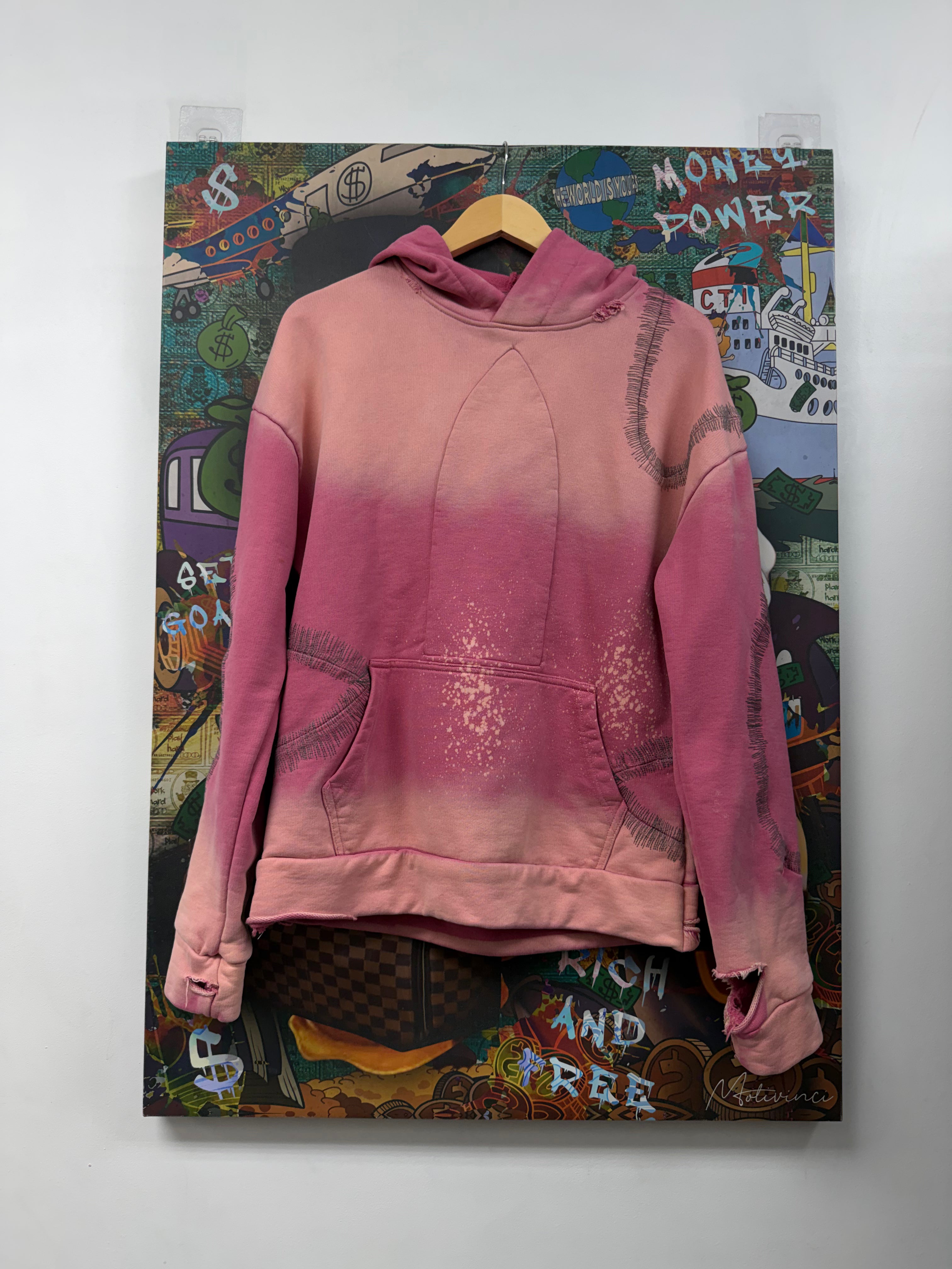 Who Decides War Pink Stitched Window Hoodie