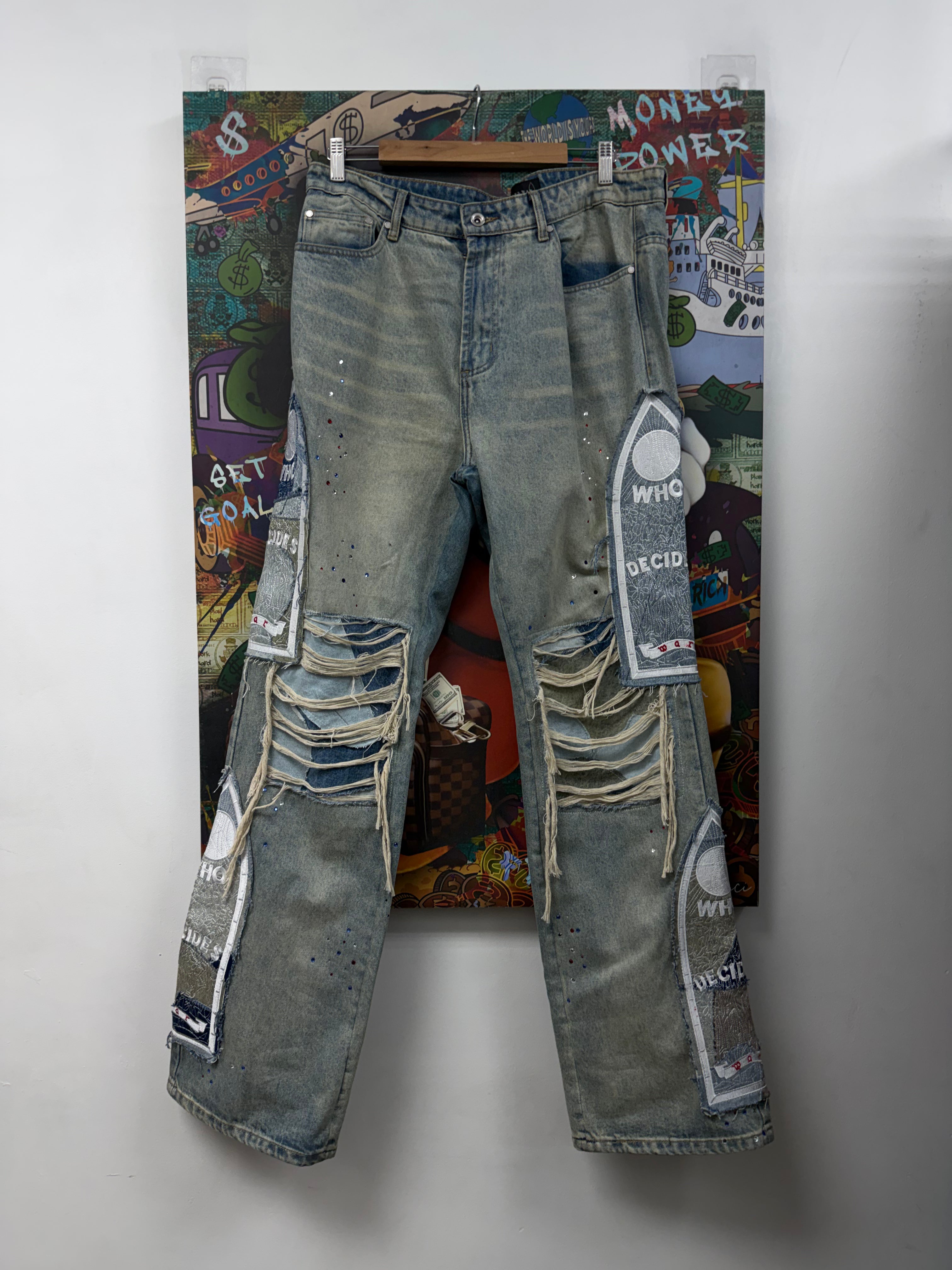 Who Decides War Light Wash RWB Blue Stained Glass Jeans