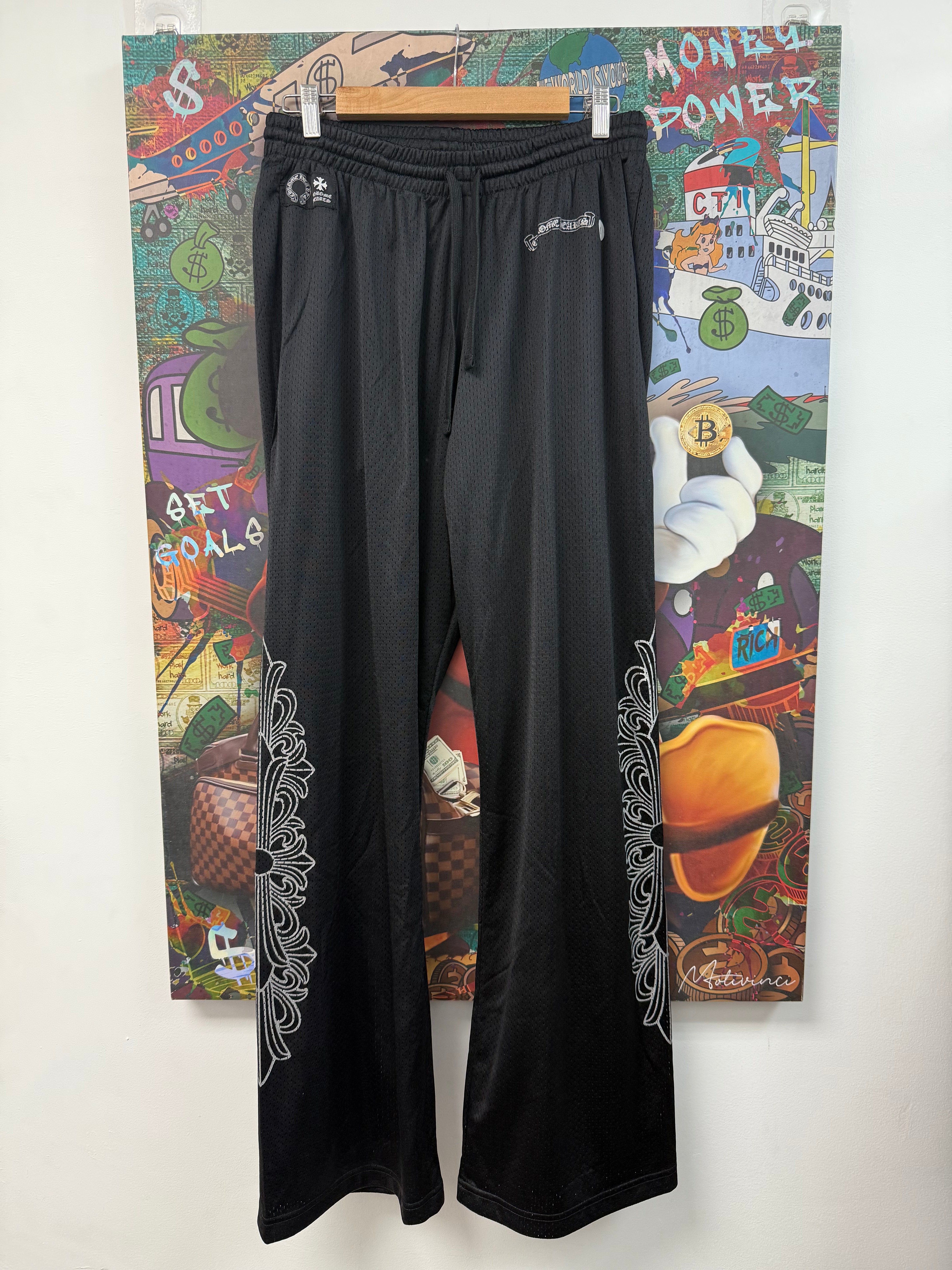 Chrome Hearts Black Mesh Varsity Warm Up Pants