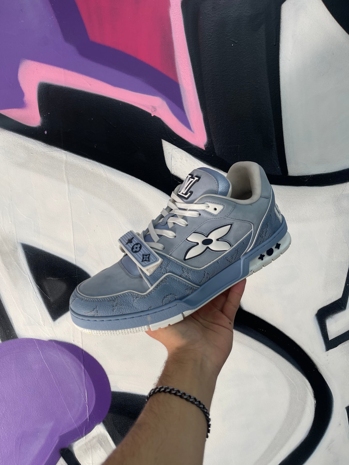 Louis Vuitton Baby Blue Strap Trainer Sneakers