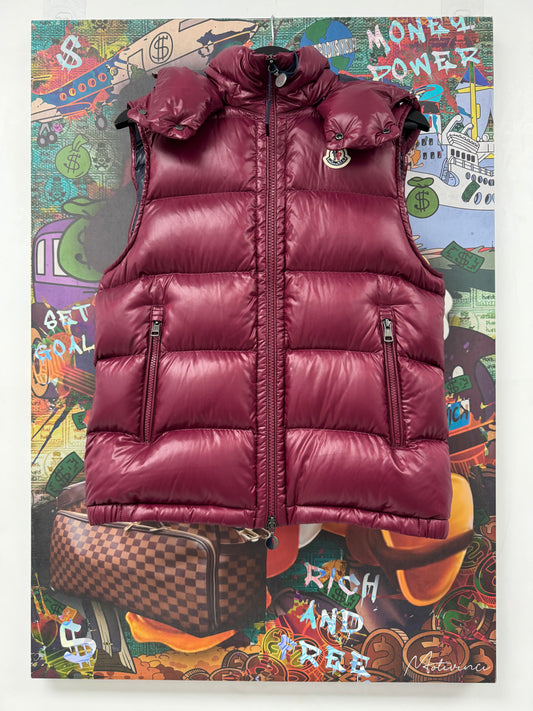 Moncler Vest Maroon Bormes Gilet New 1 (Small) With Tags