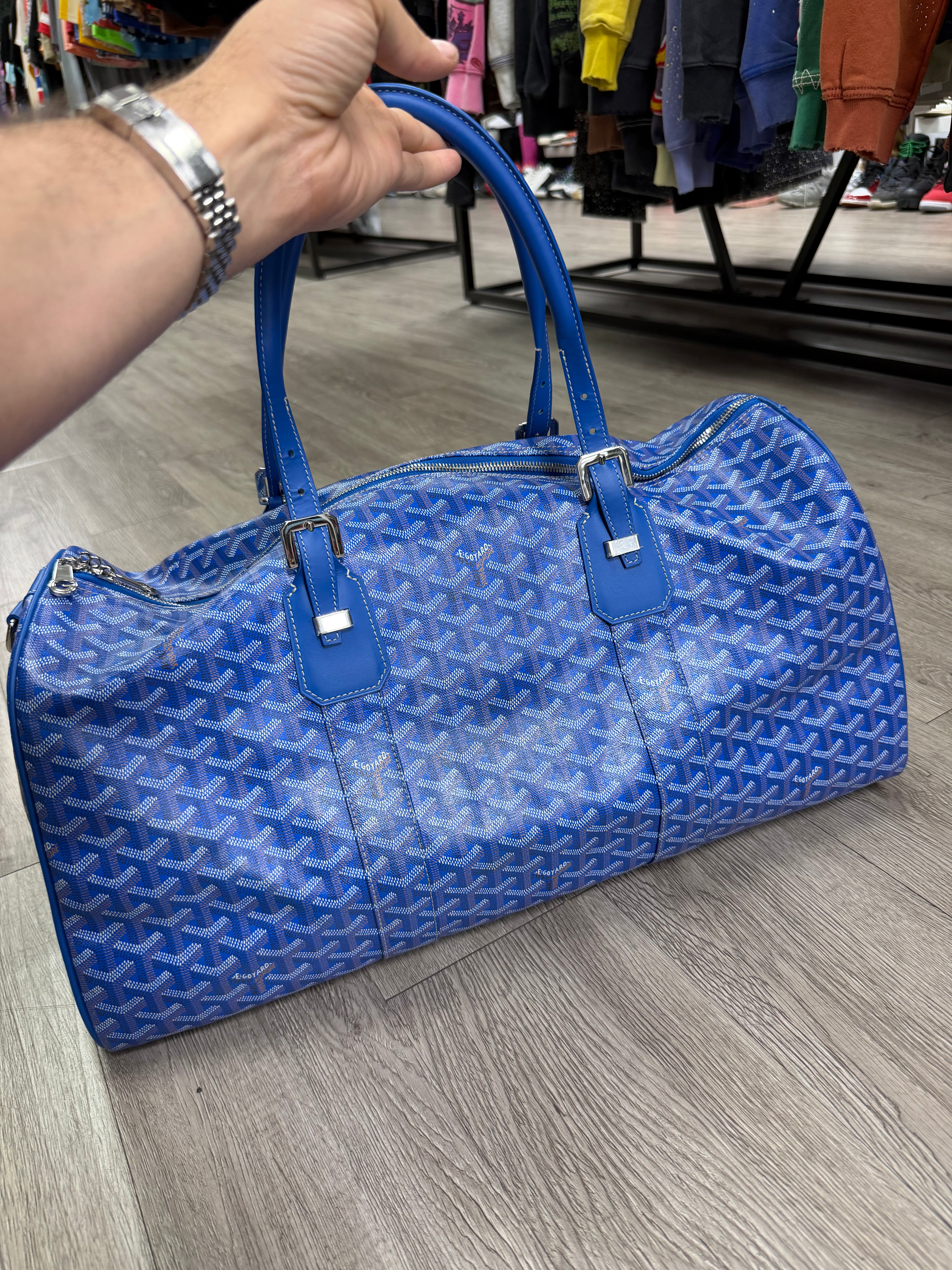 Goyard Blue Boston Bag