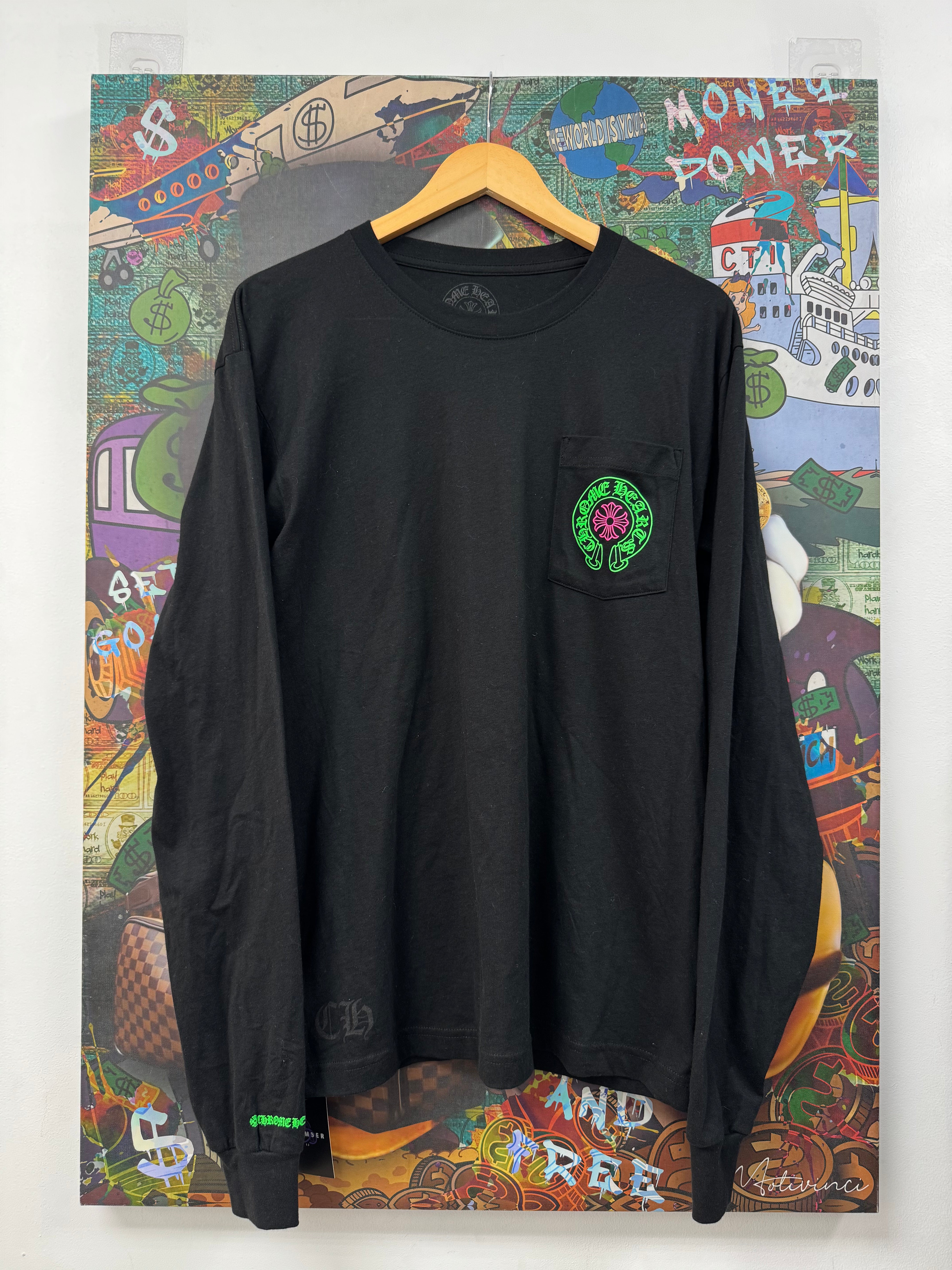 Chrome Hearts Black Pink Neon STAFF Long Sleeve