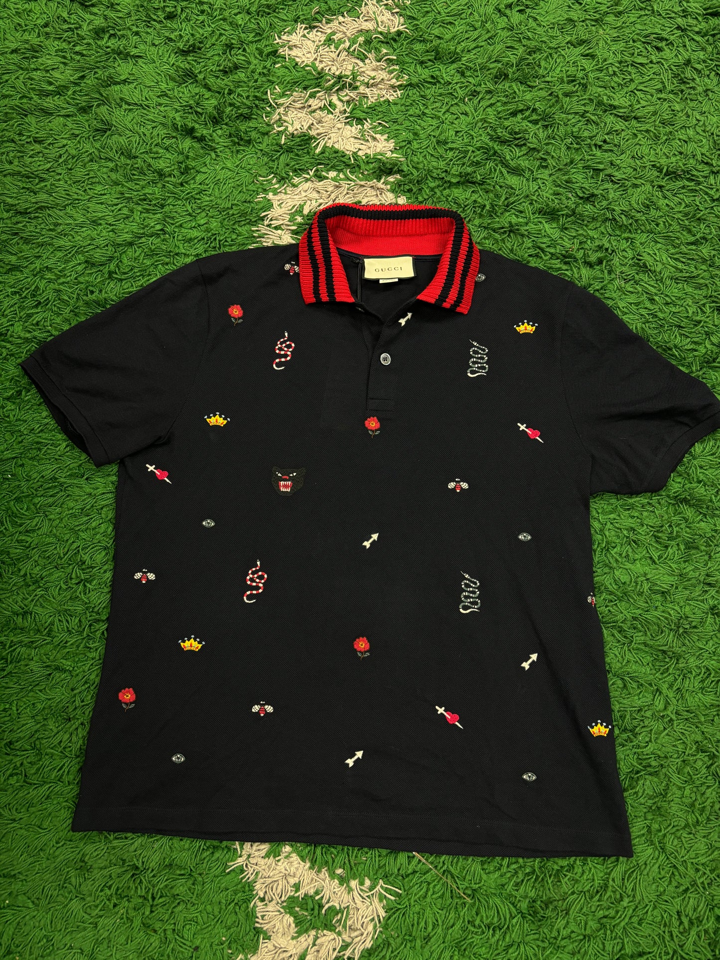 Gucci Polo Navy Red All Over size:XXXL Used