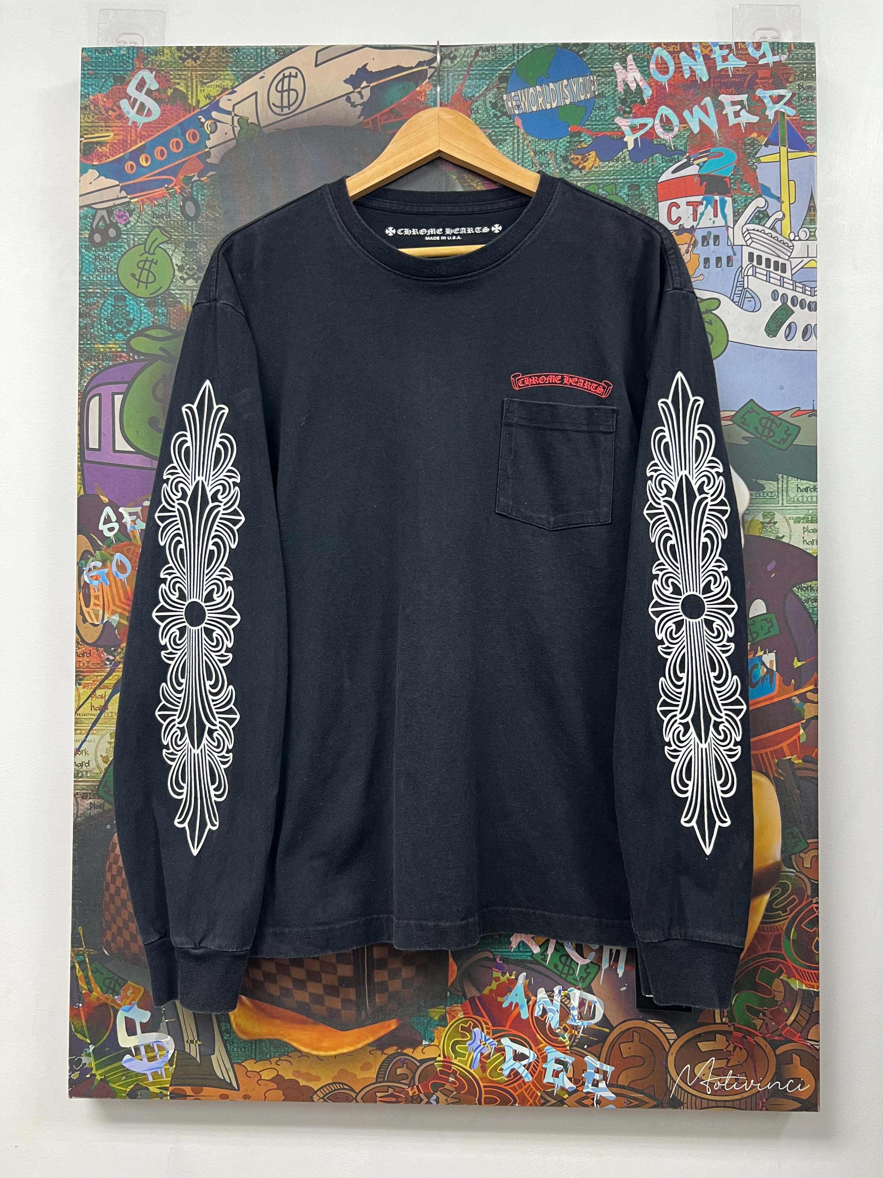 Chrome  Hearts Black Matty Boy Chomper Floral Long Sleeve