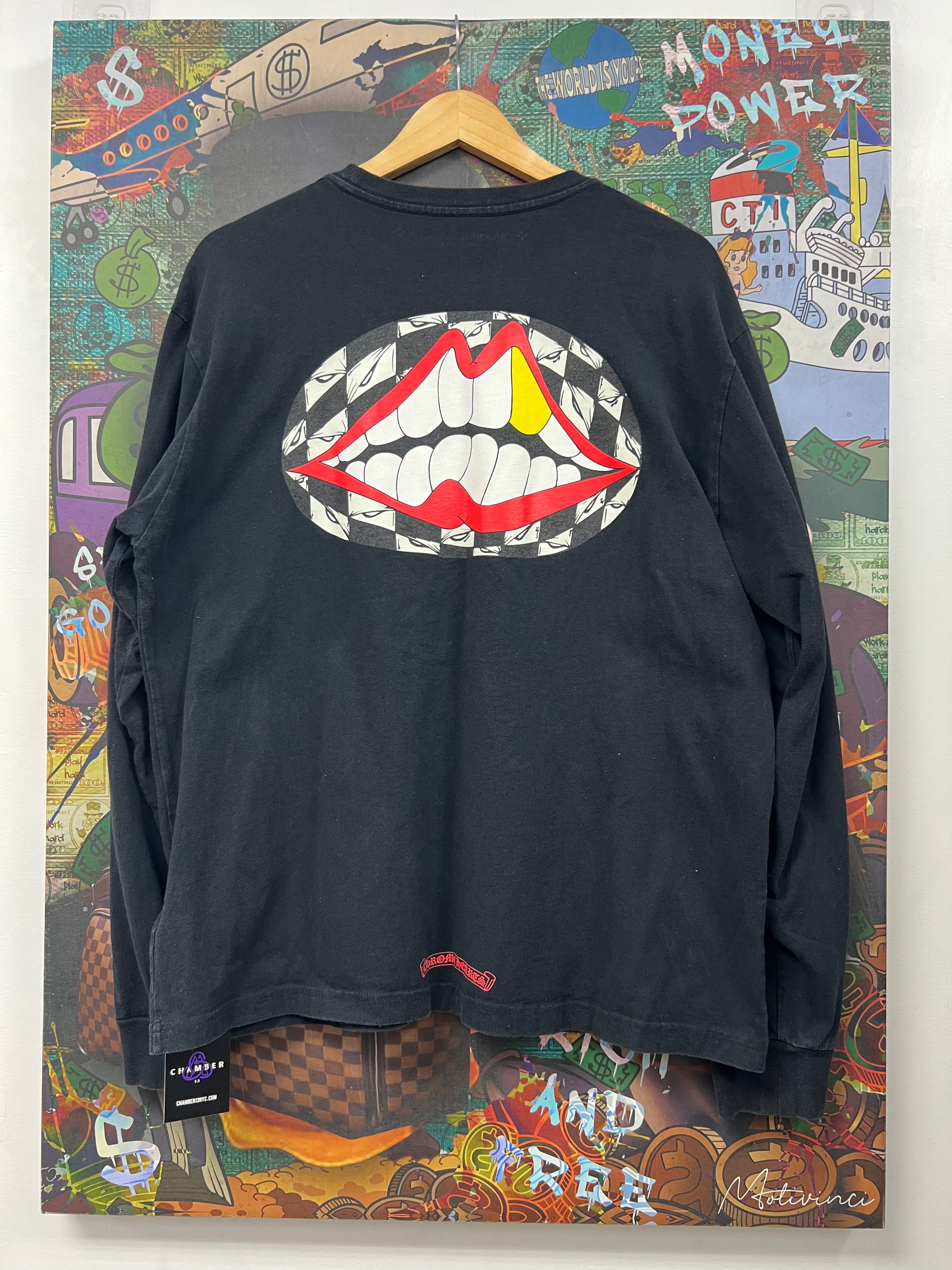 Chrome  Hearts Black Matty Boy Chomper Floral Long Sleeve