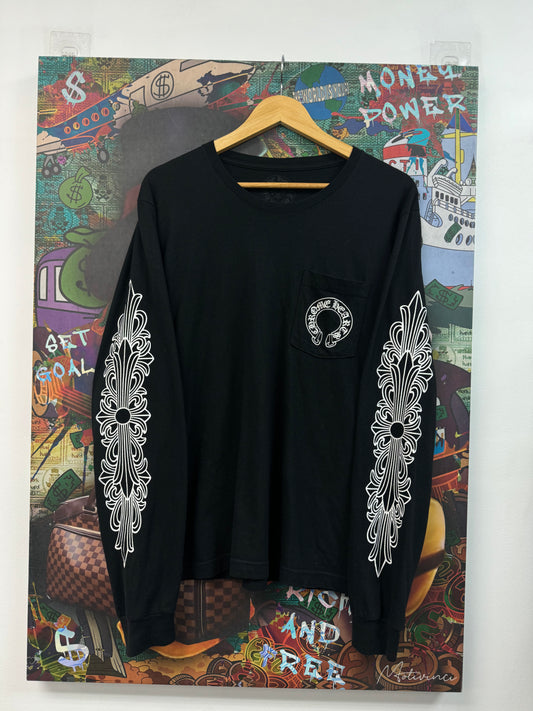 Chrome Hearts Horseshoe Floral Black Long Sleeve