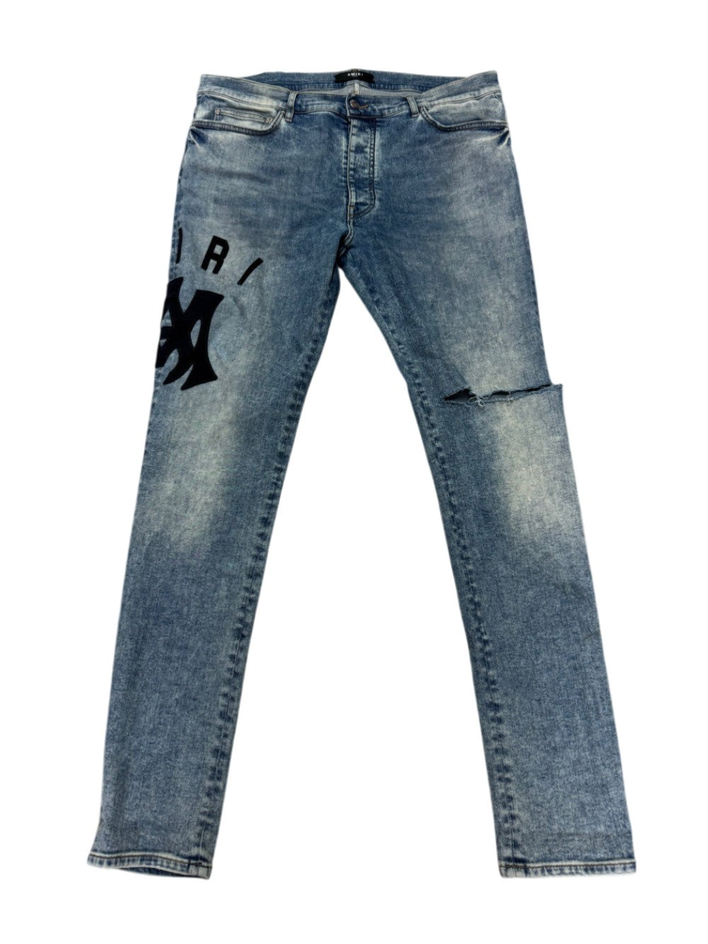 Amiri Suede MA Logo Light Wash Jeans