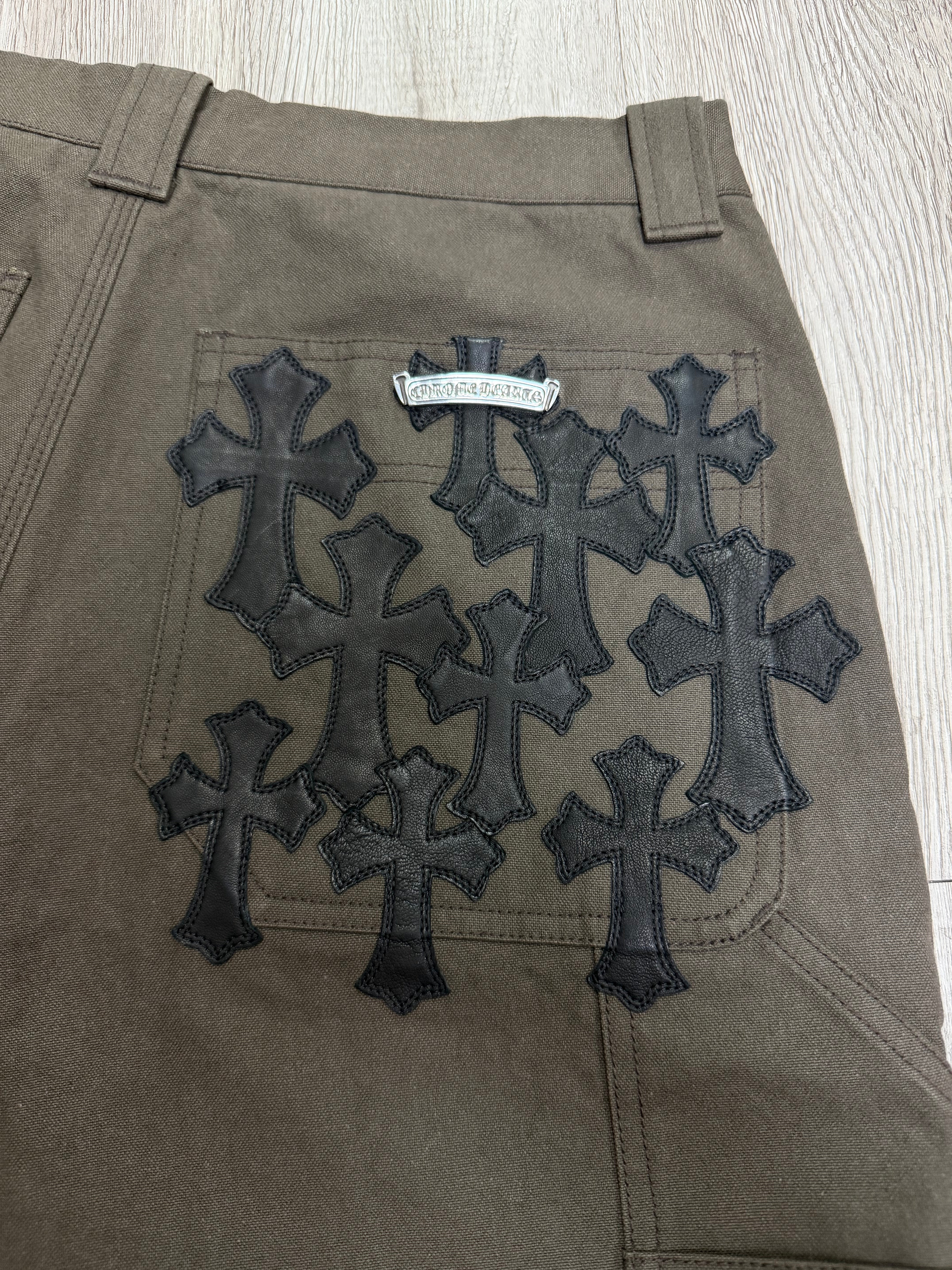 Chrome Hearts Brown Back Pocket Flooded Patch Double Knee Shorts