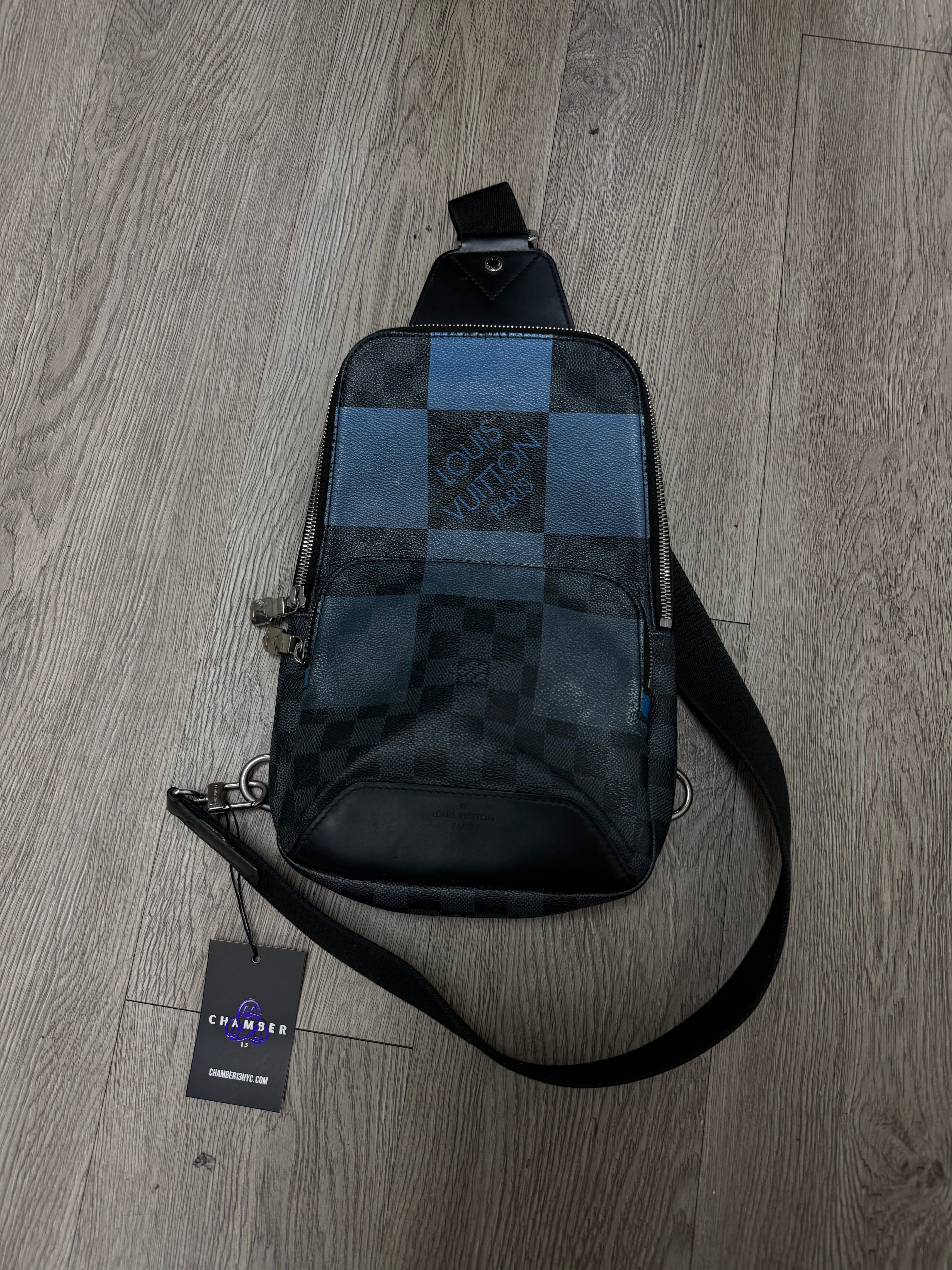 Louis Vuitton Blue Black Damier Graphite Giant Ave Sling Bag