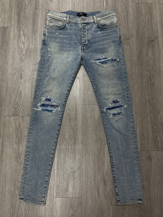 Amiri Mx1 Light Wash Aqua Patch Jeans