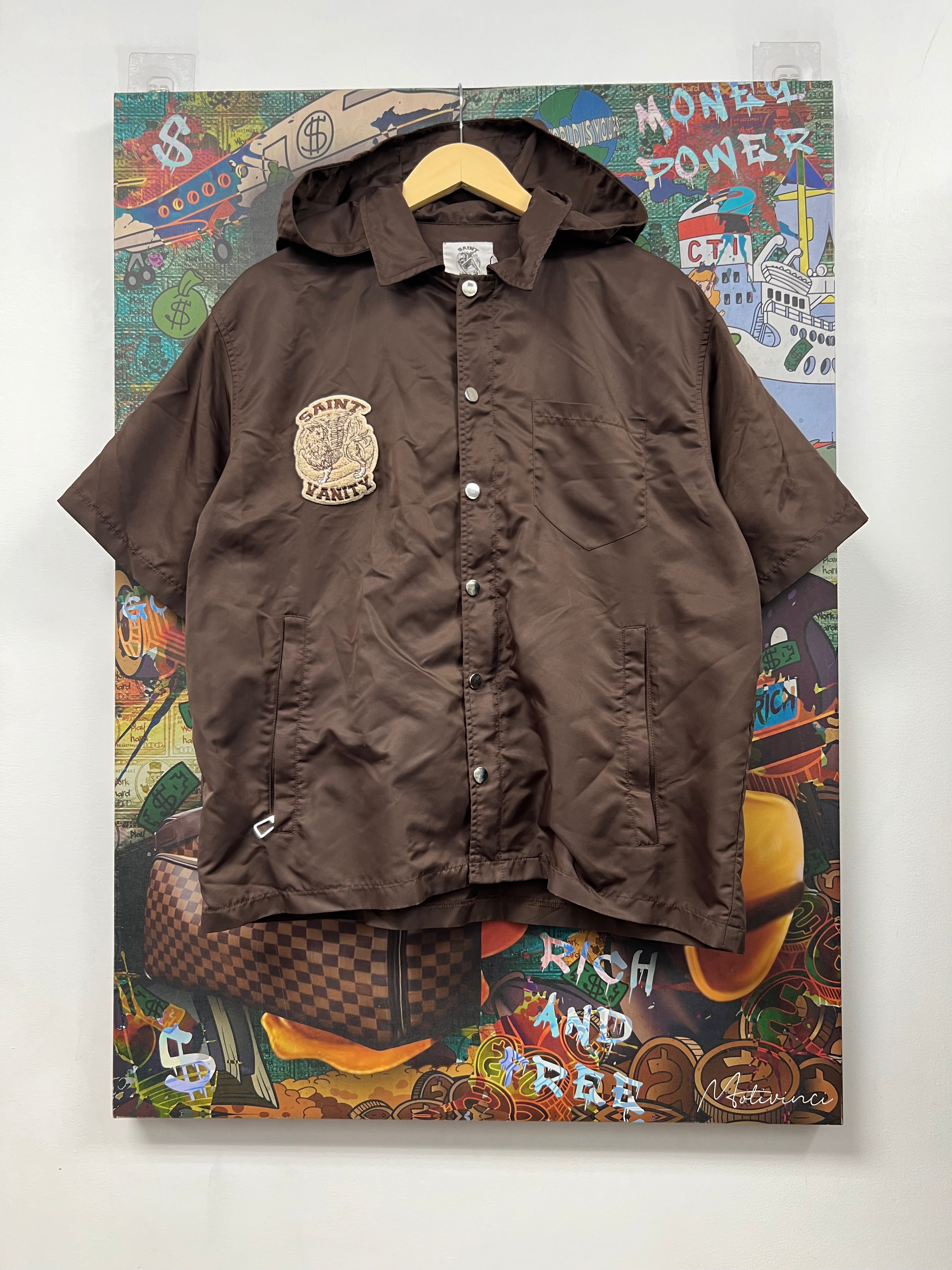 Saint Vanity Brown Nylon Button Up Shirt