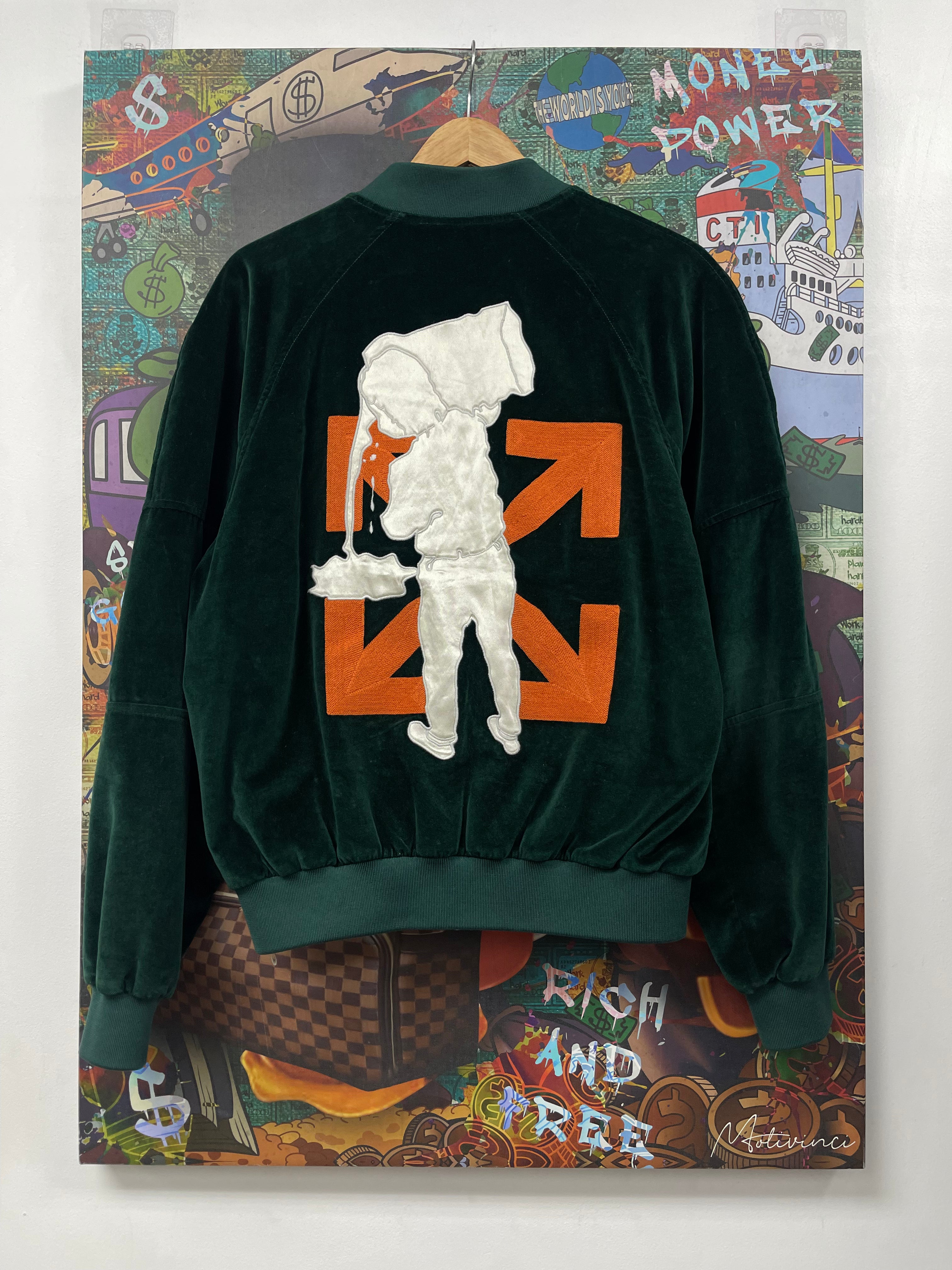 Off White Green Orange Velour Track Jacket