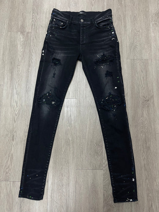 Amiri MX1 Black Paint Splatter Jeans