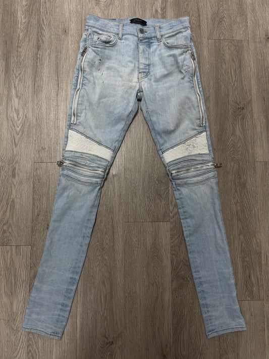 Amiri MX2 Light Wash White Patch Jeans