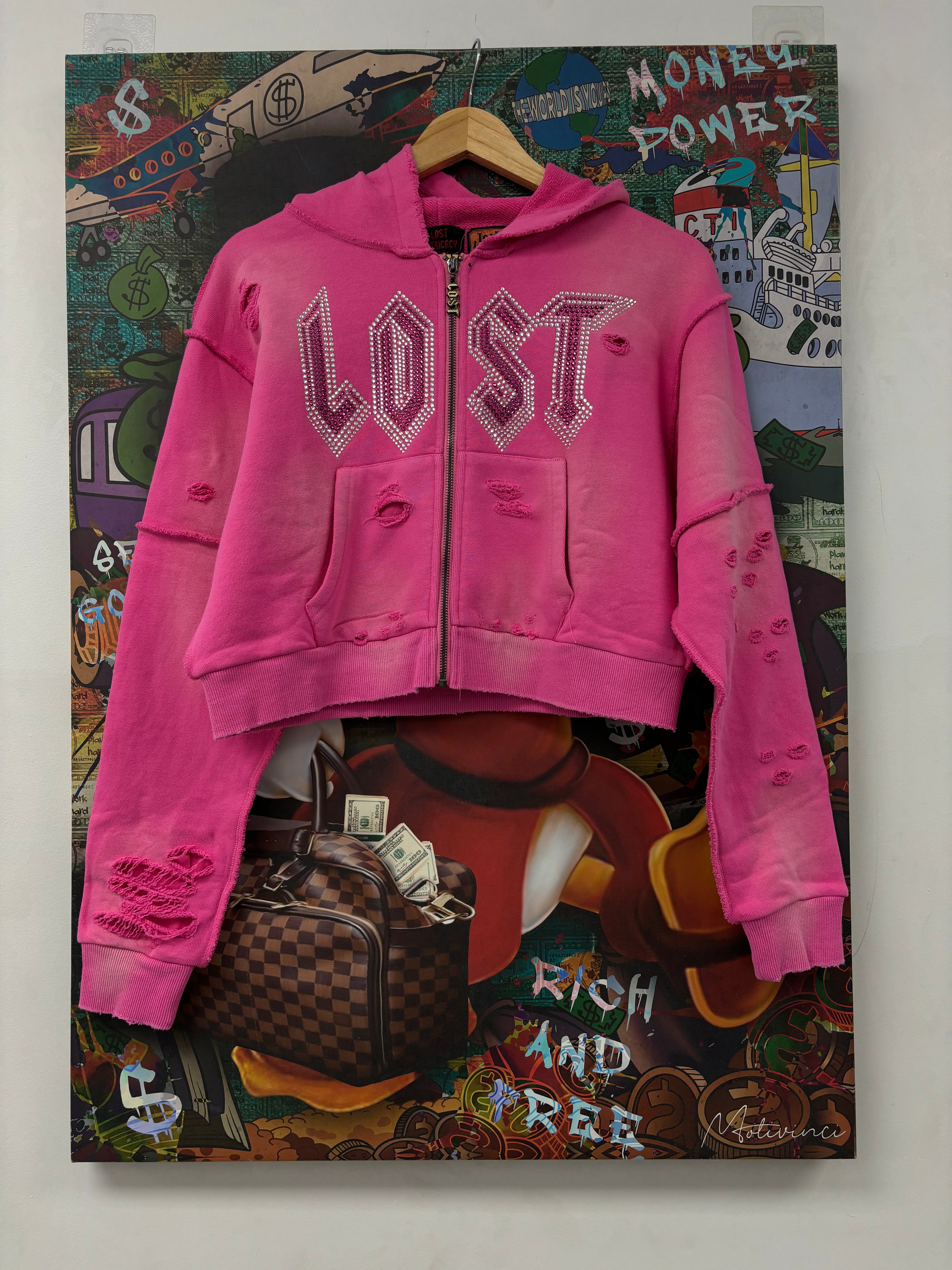 Lost Intricacy Hoodie Pink Rhinestone Women's