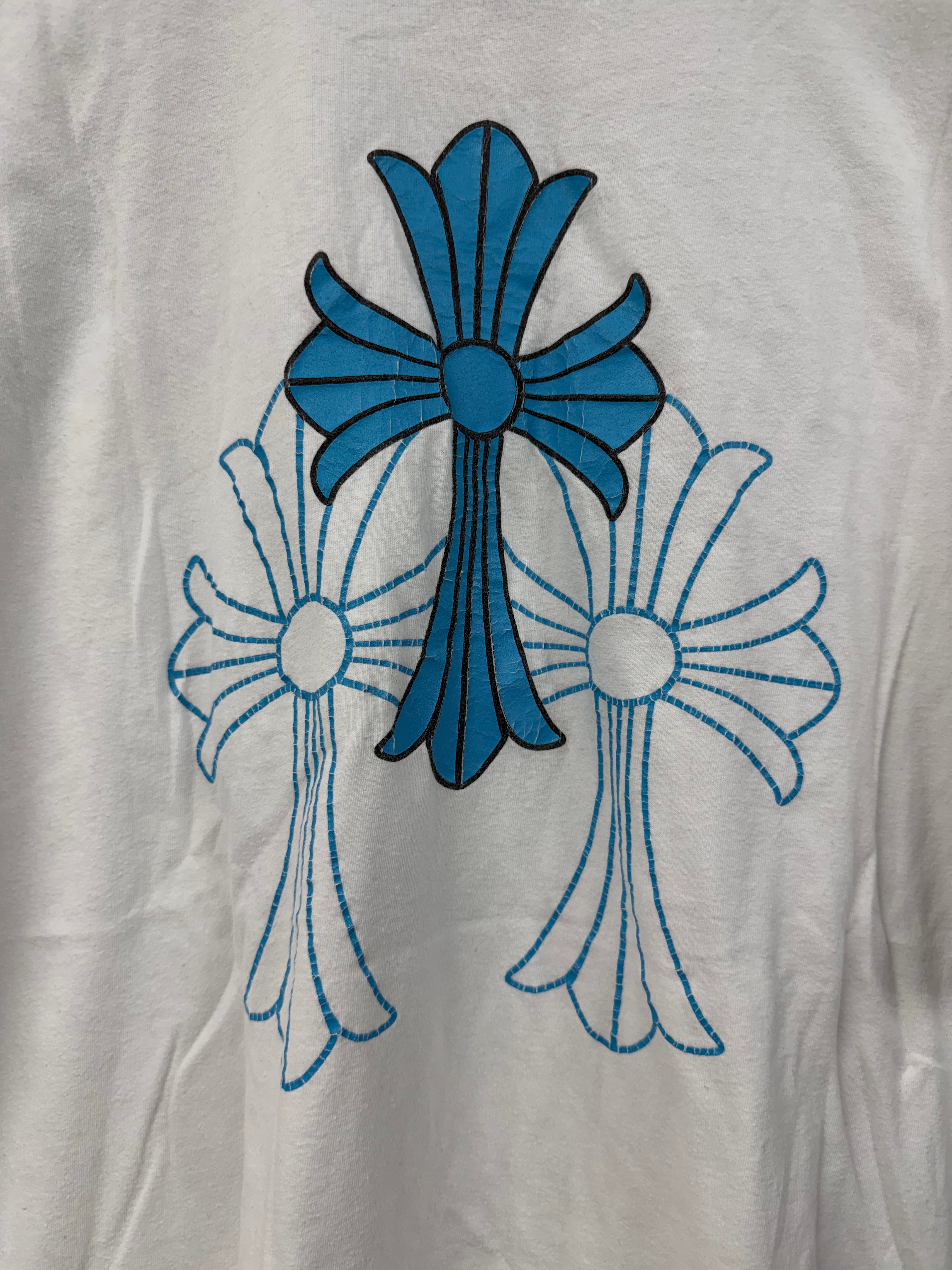 Chrome Hearts White Blue Triple Cross Tee