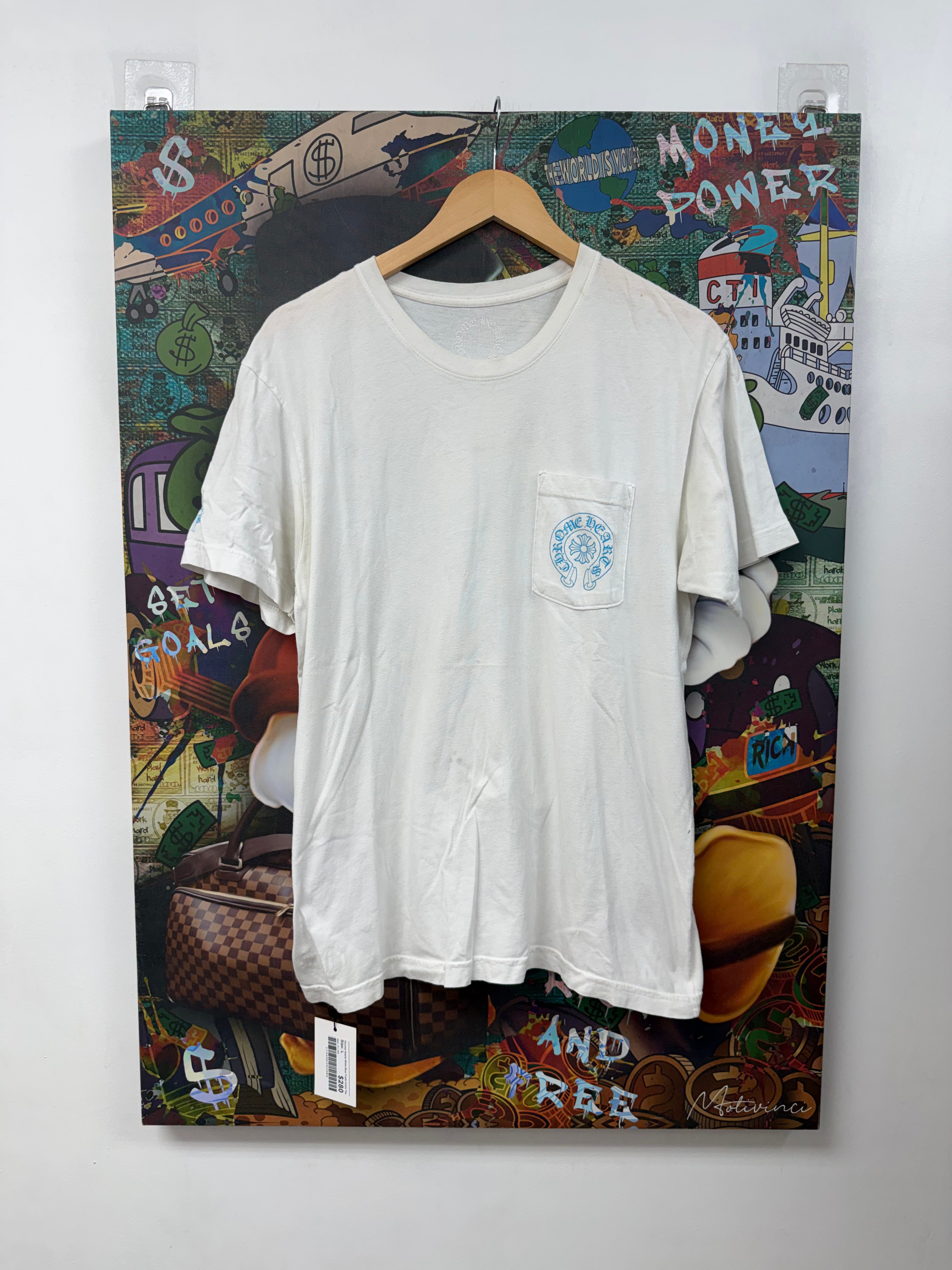 Chrome Hearts White Blue Triple Cross Tee