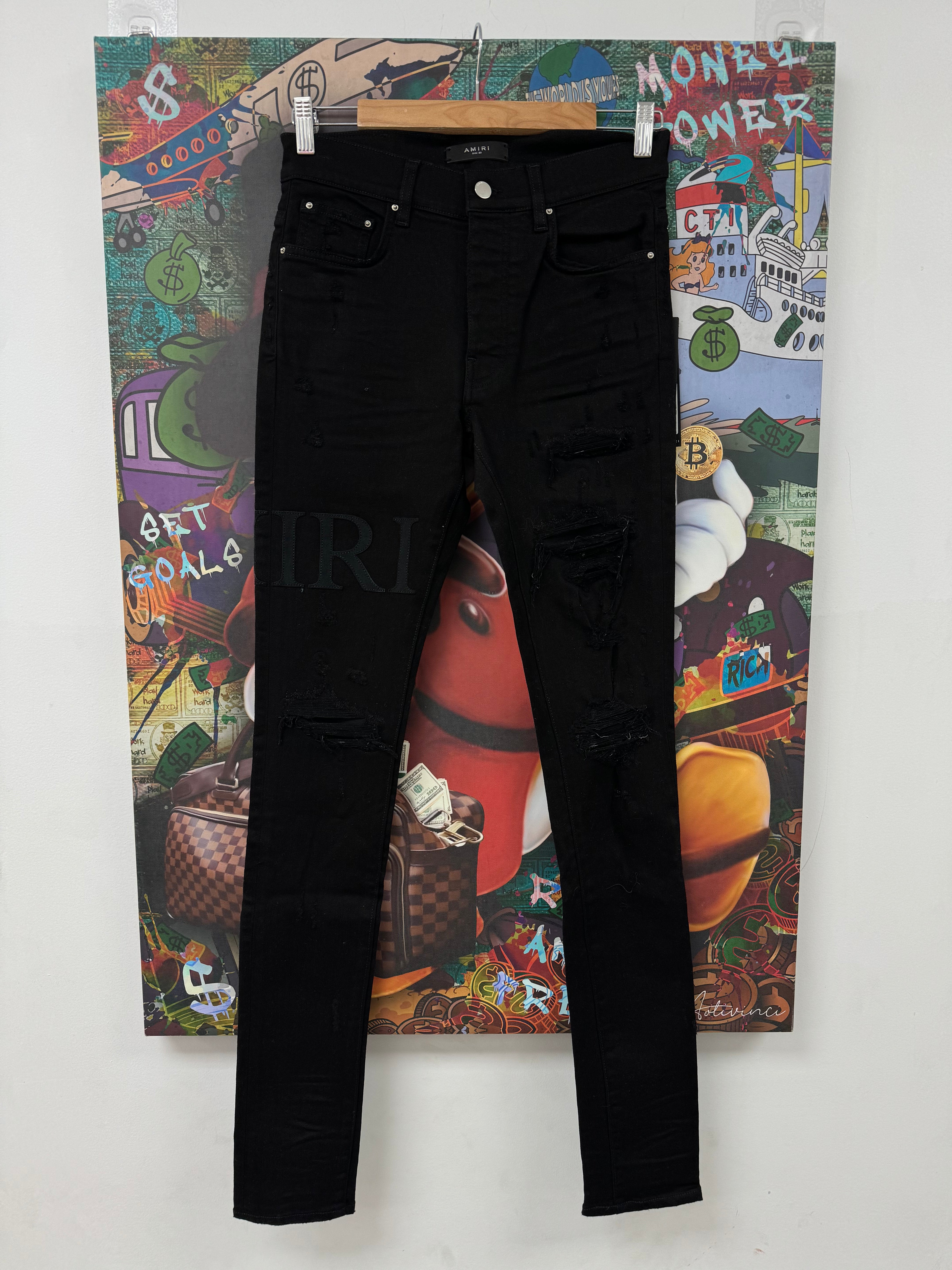 Amiri "Black Serif" Side Logo Black Jeans