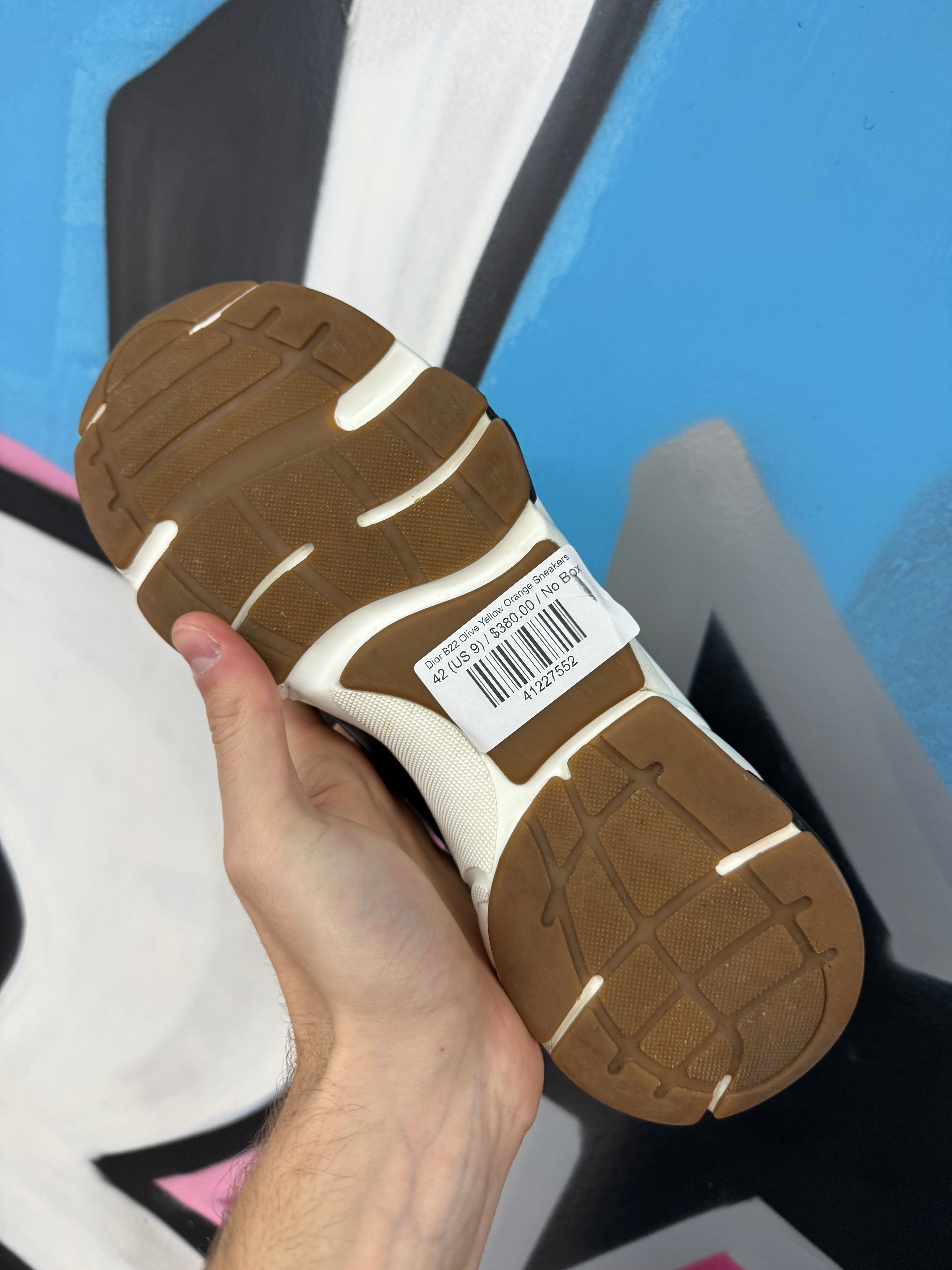 Dior B22 Olive Yellow Orange Sneakers