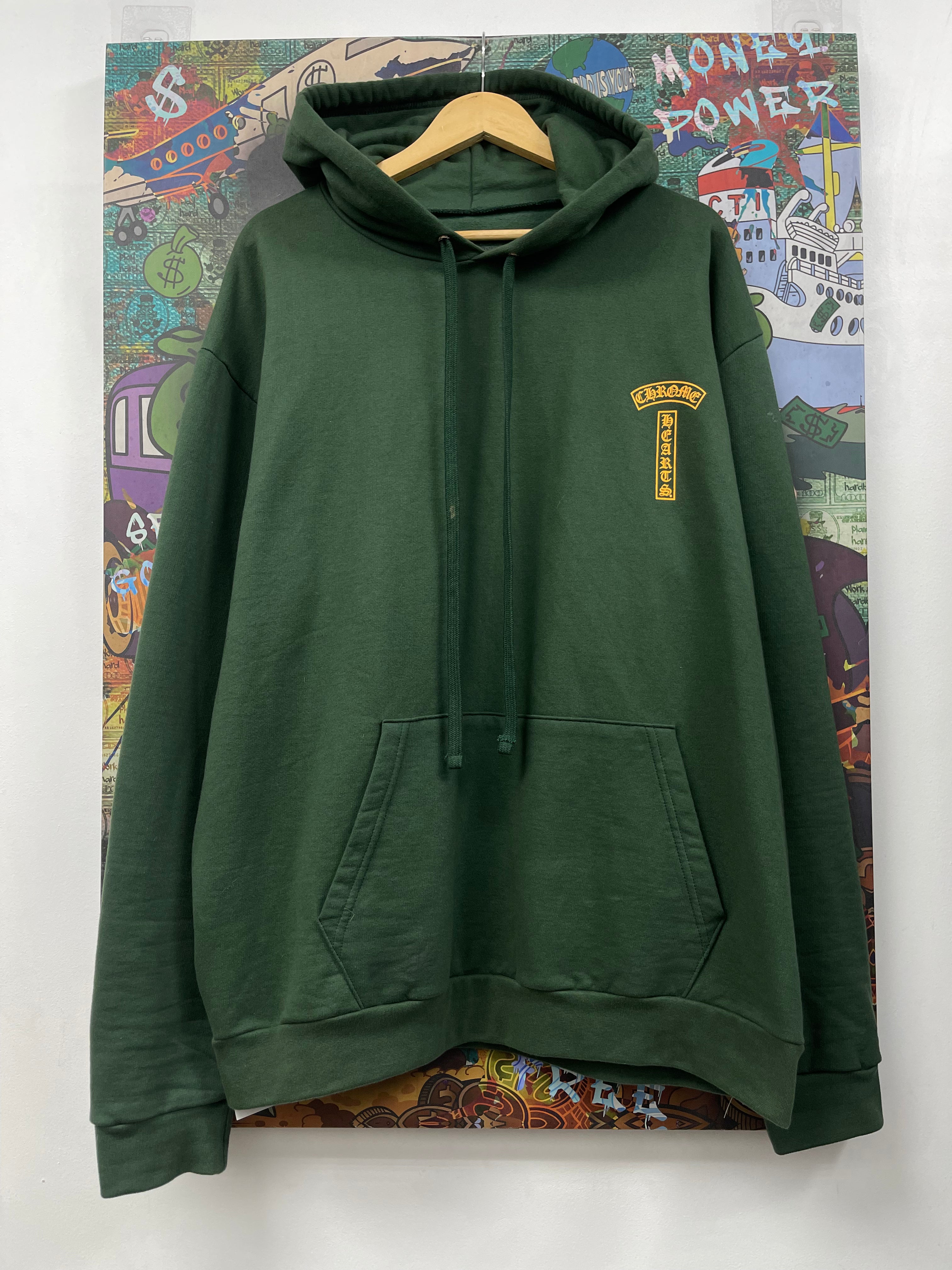 Chrome Hearts Green Yellow T-Bar USA Shoulder Hoodie