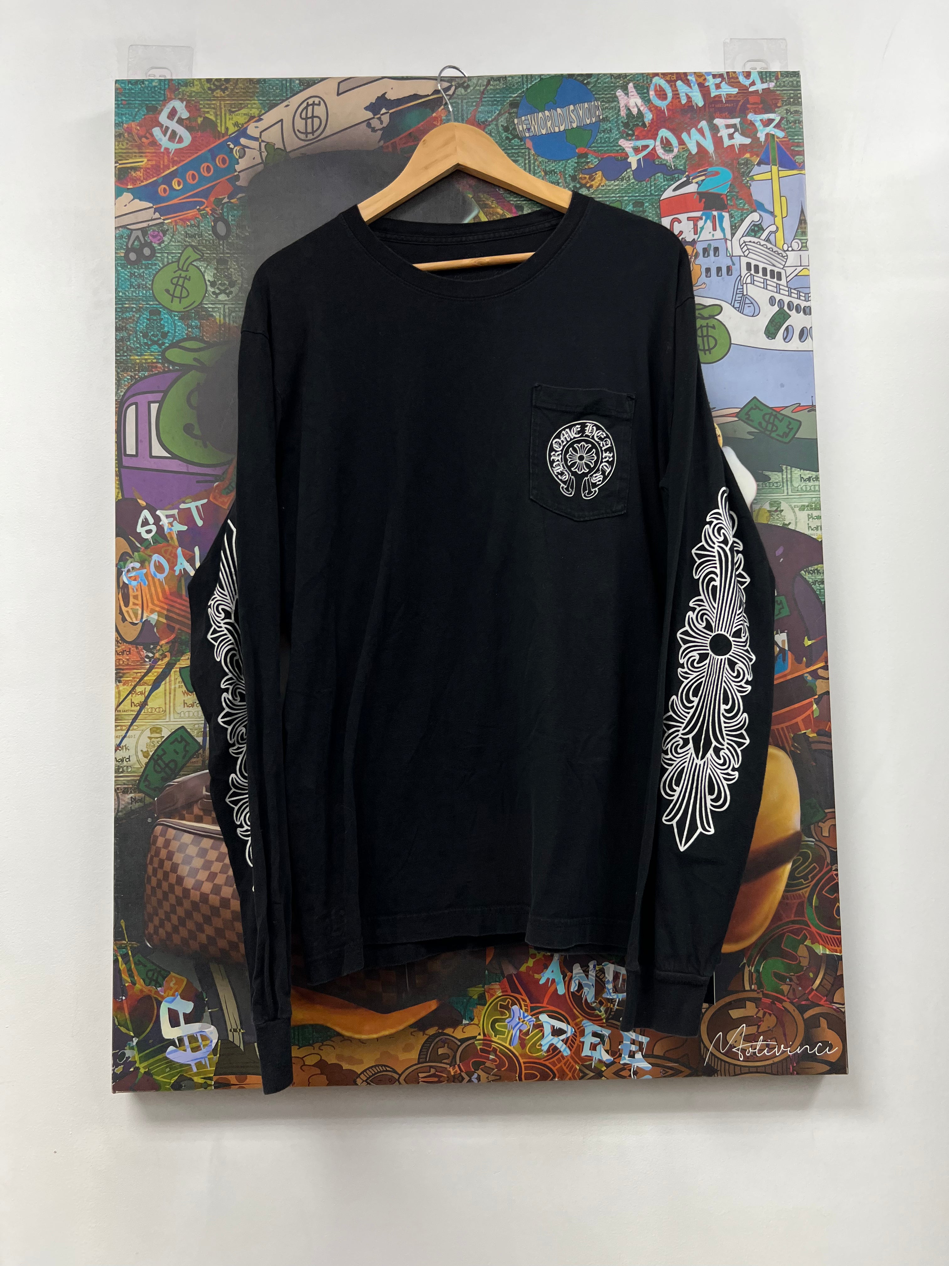 Chrome Hearts Black Floral Horseshoe Miami Long Sleeve