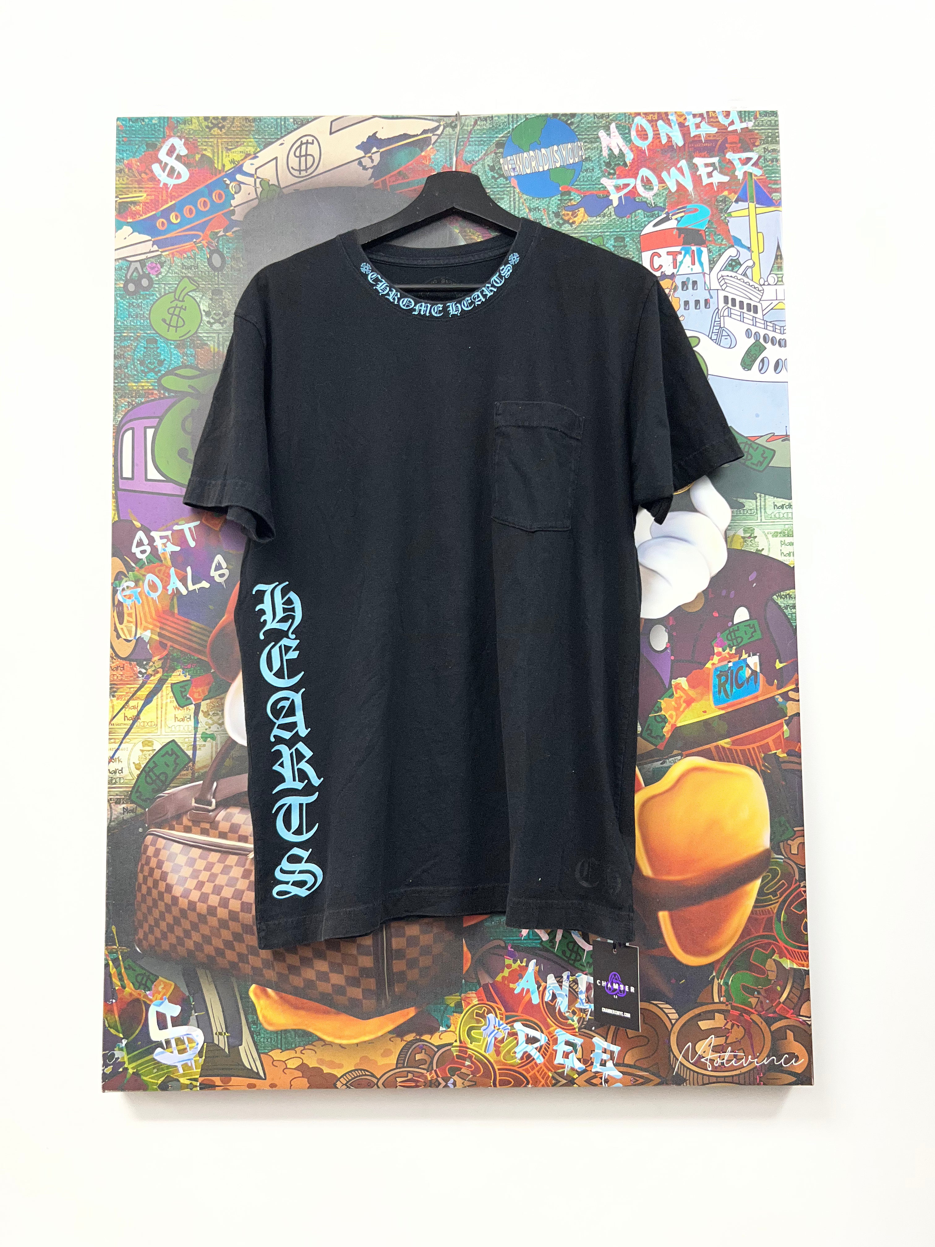 Chrome Hearts Black Blue Neck Logo Tee