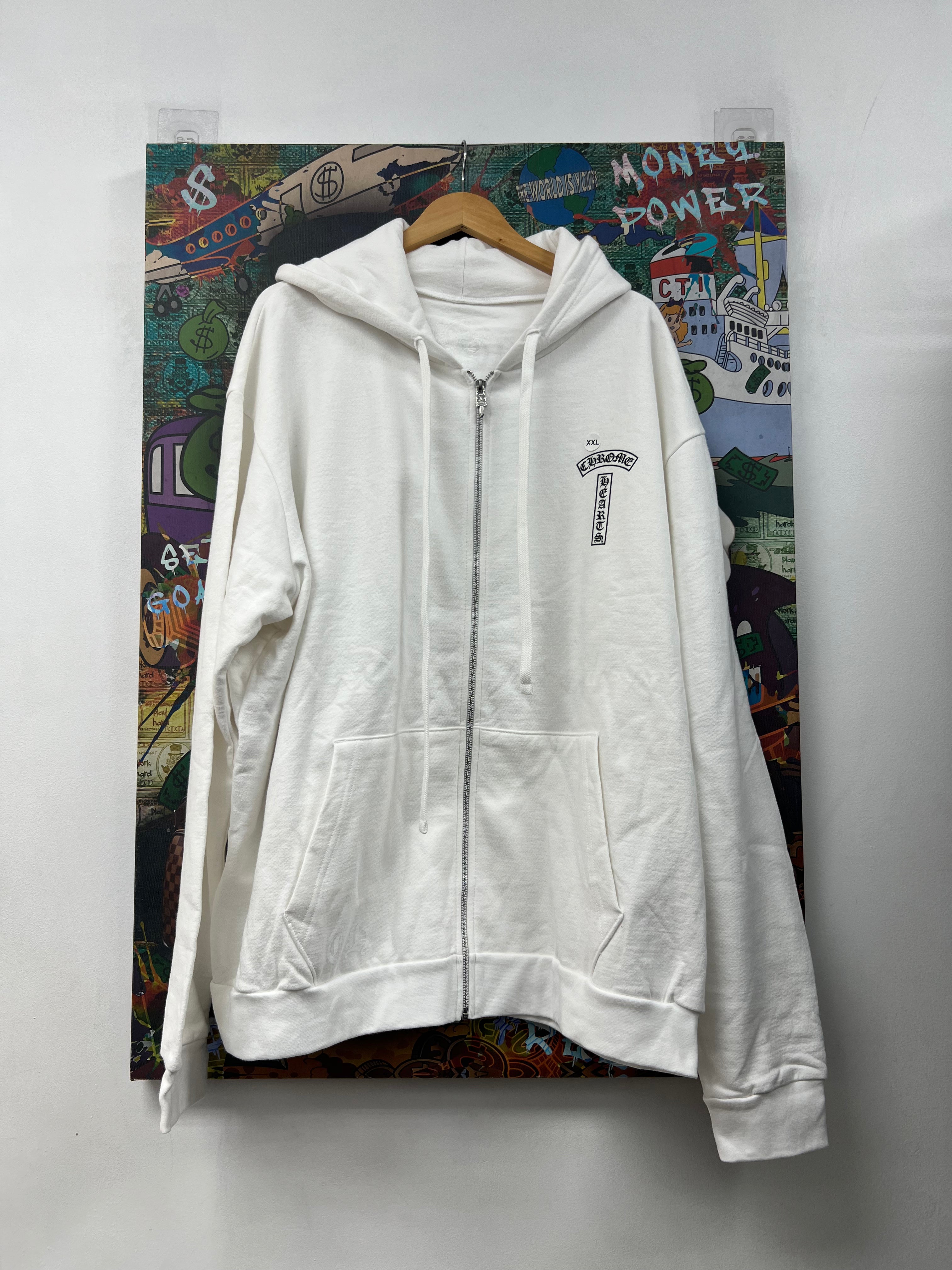 Chrome Hearts White T-Bar USA Shoulder Logo Zip Up