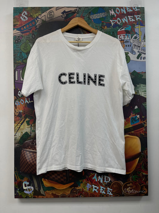 Celine Studded White Logo Tee