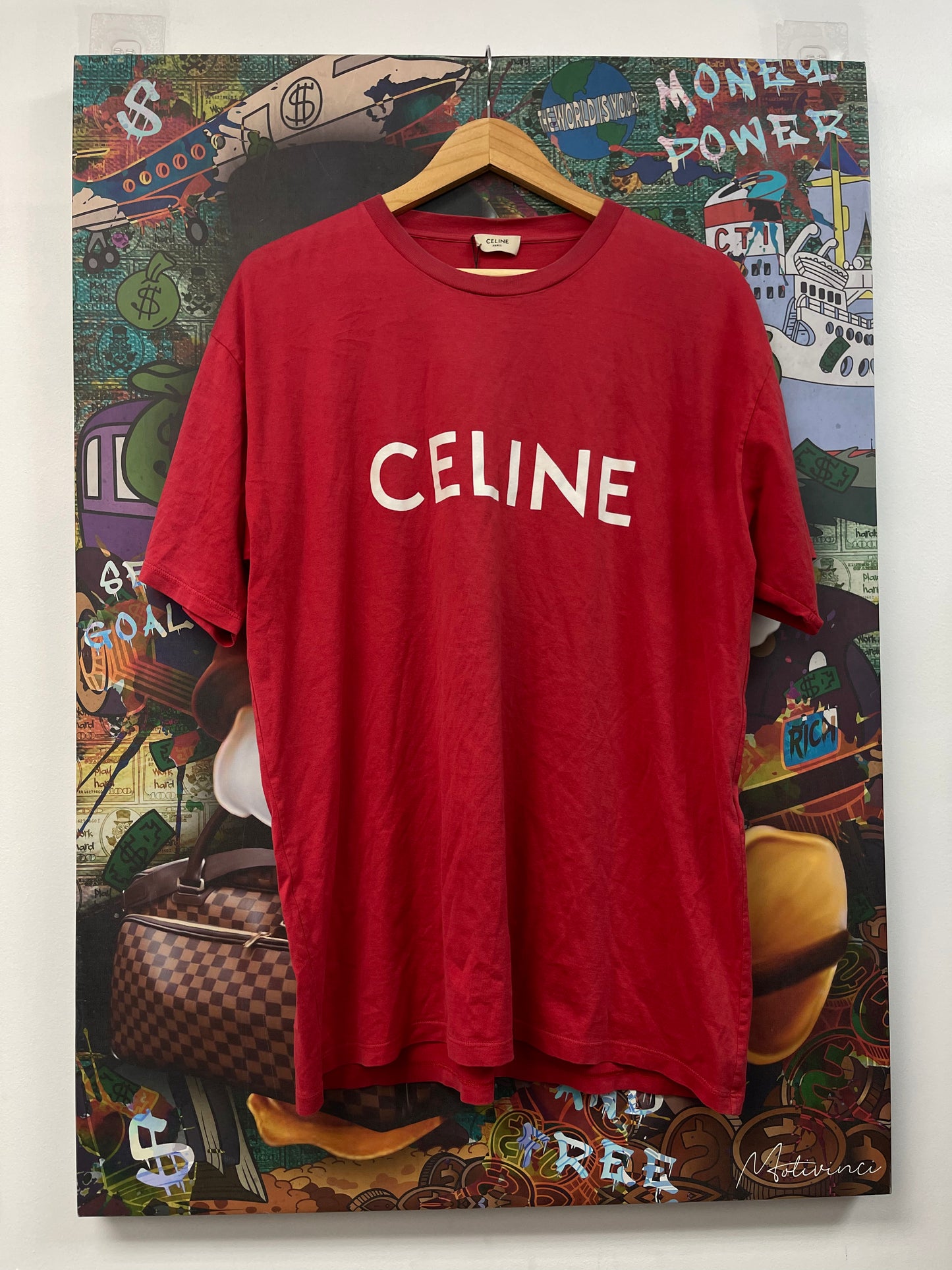 Celine Red White Logo Tee