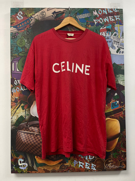Celine Red White Logo Tee