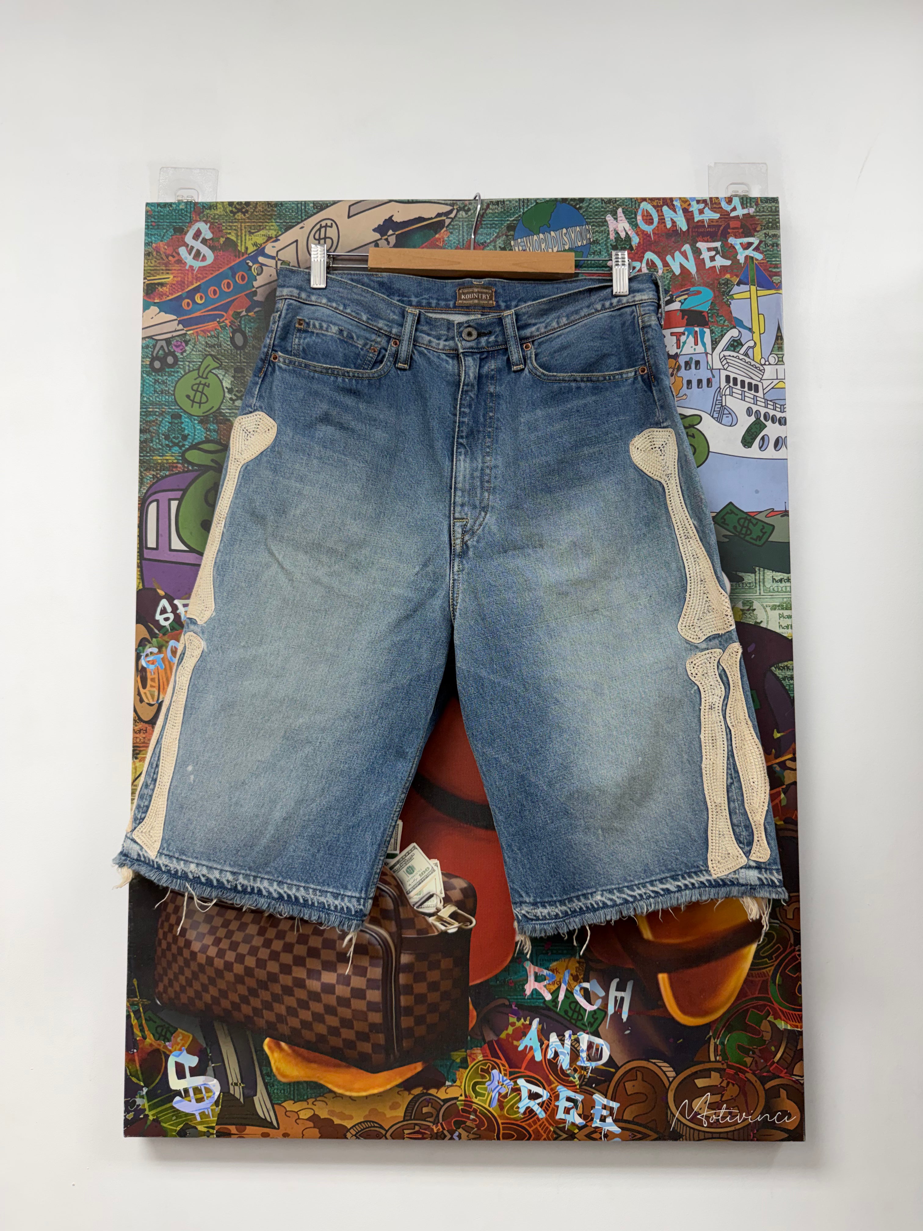 Kapital Blue Bone Jean Shorts