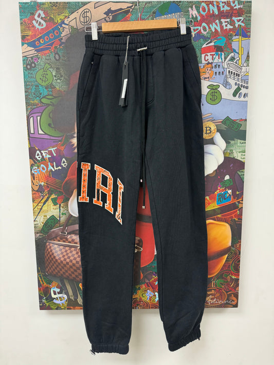 Amiri Distressed Orange Paisley Sweats Black New Small With Tags