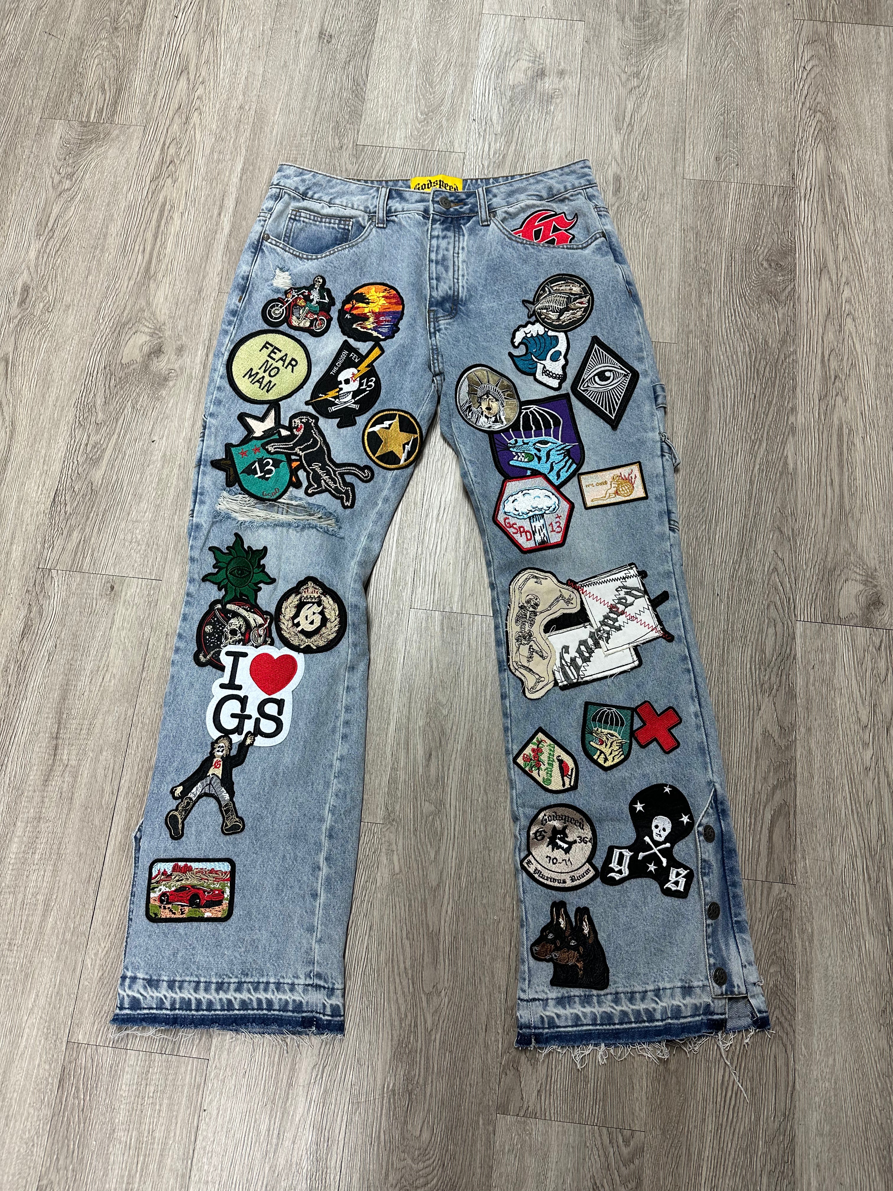 Godspeed Jeans Blue Wash Patchwork (30 & 32) New