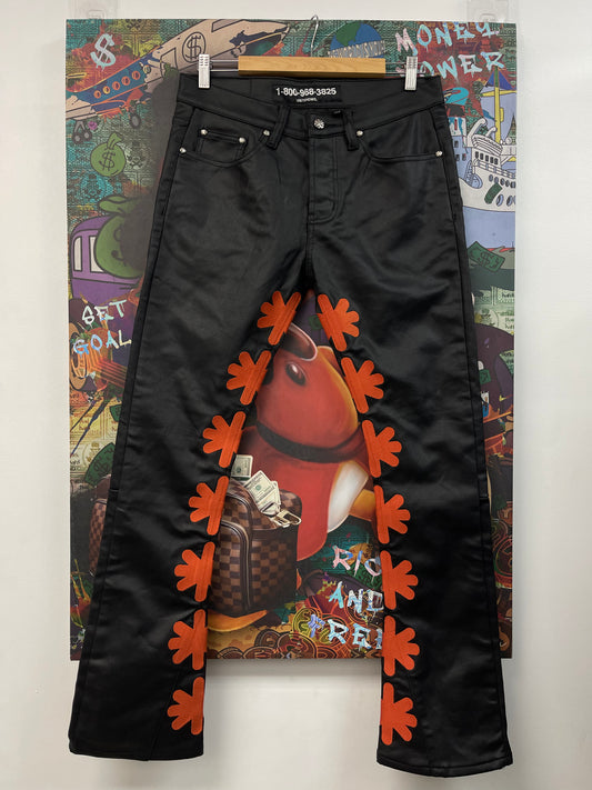 LostSHDWS Black Orange Wax Denim Jeans