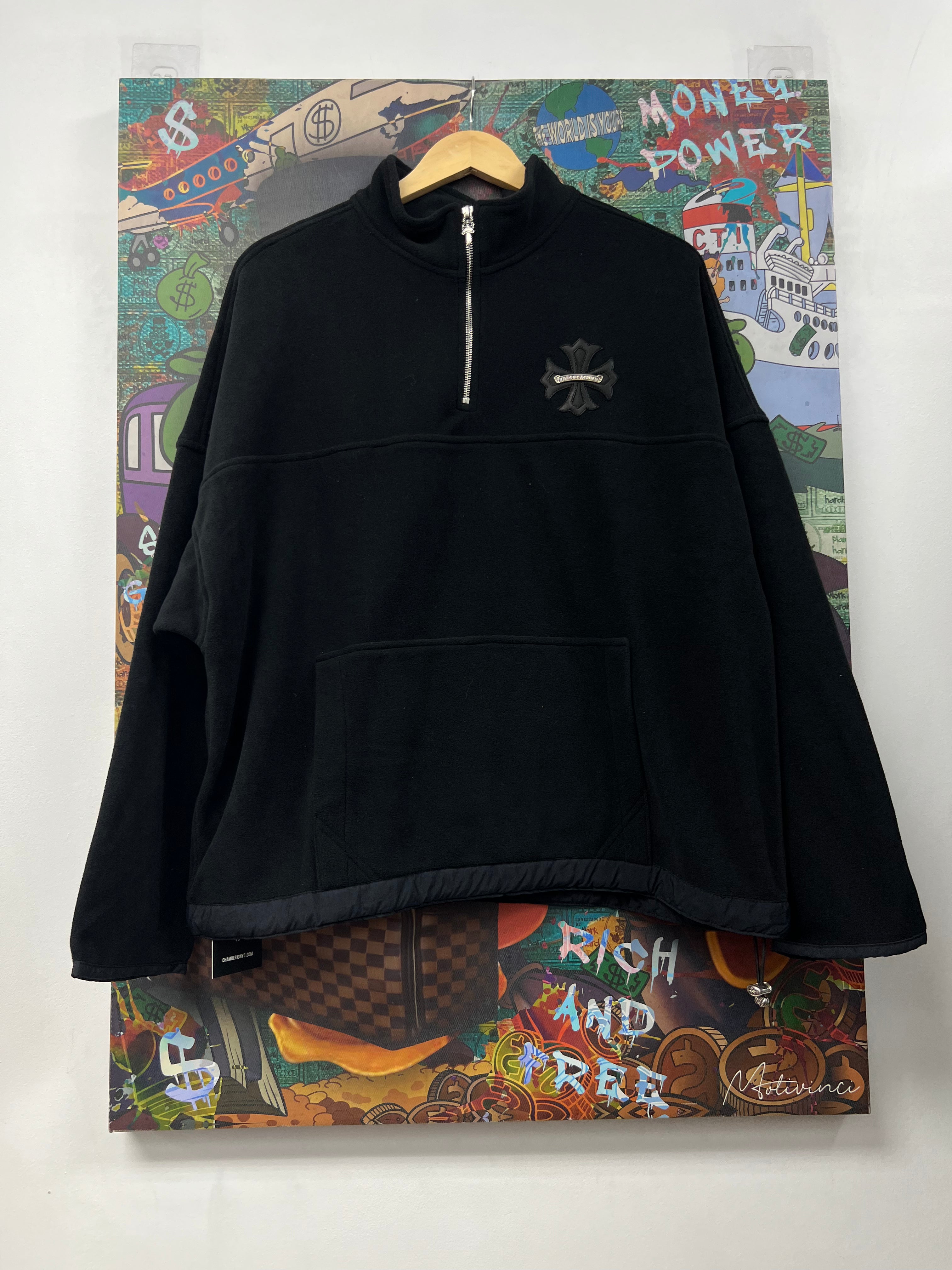Chrome Hearts Black Fleece Cross Patch Quarter Zip