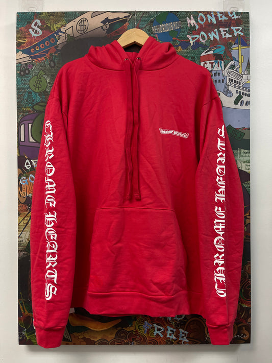Chrome Hearts Scroll Logo Red Hoodie