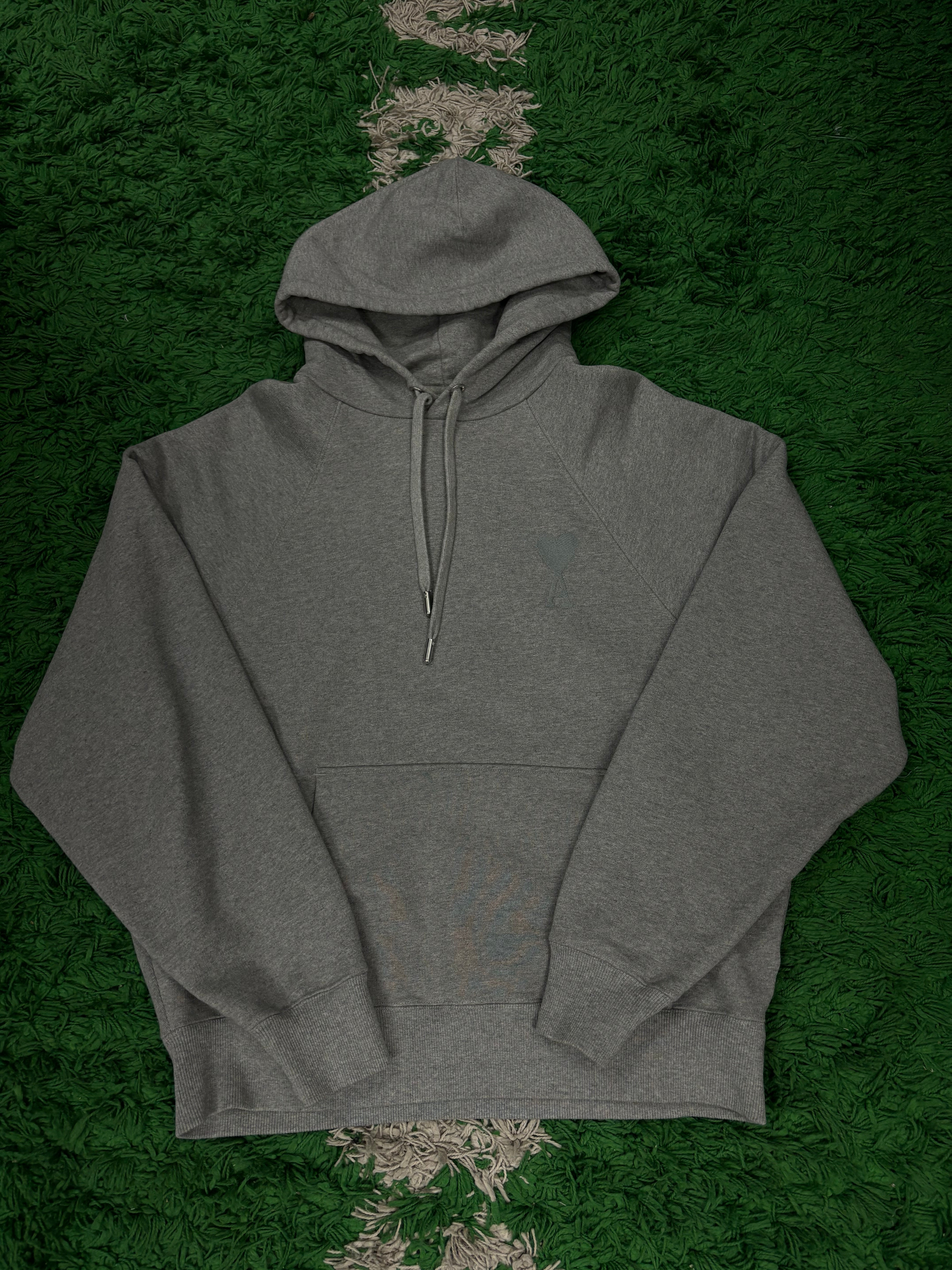 AMI Grey Tonal Hearts Hoodie Like New XXL