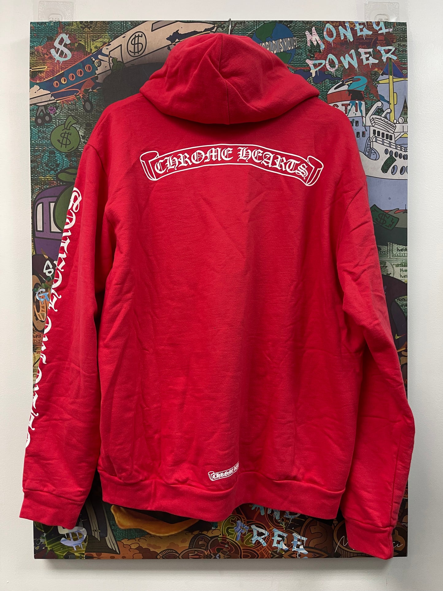 Chrome Hearts Scroll Logo Red Hoodie