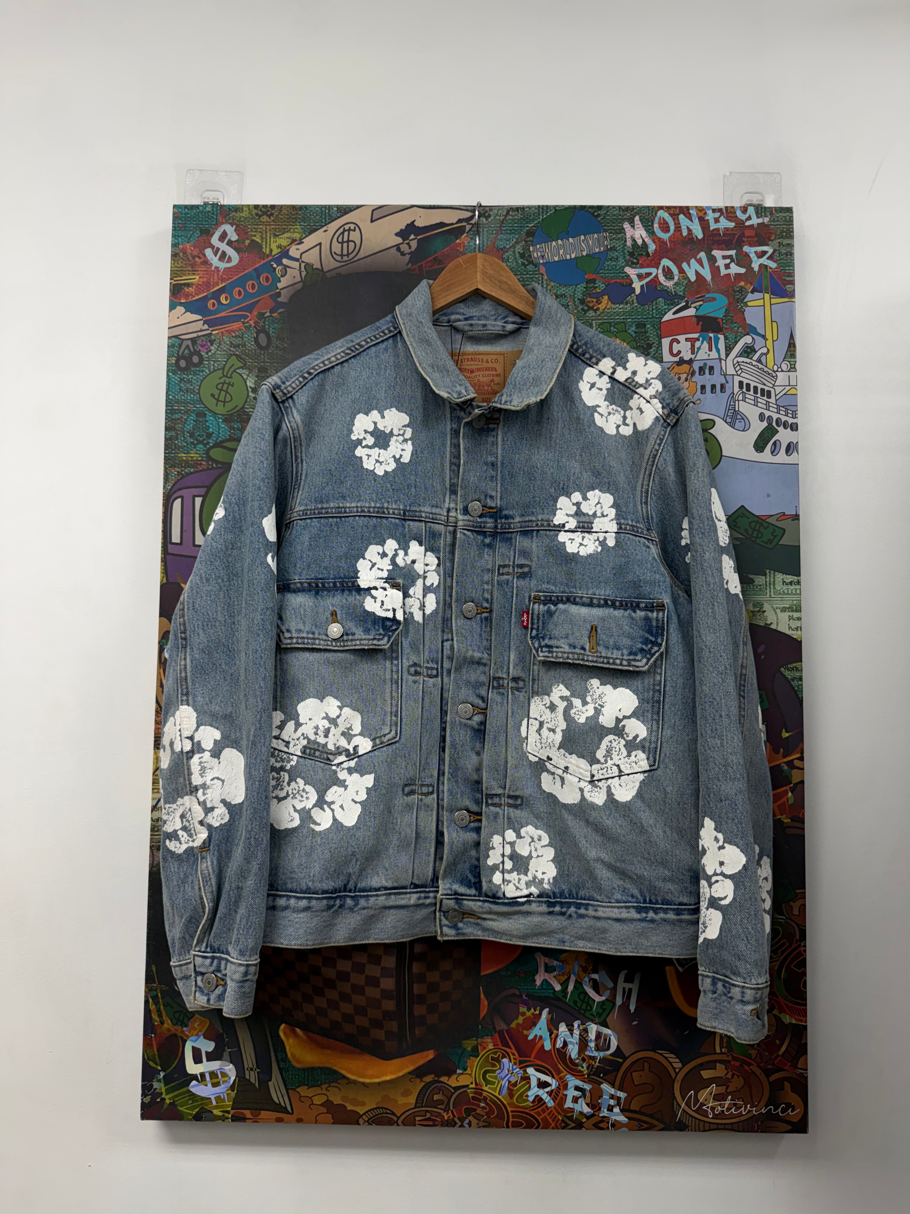 Denim Tears Light Wash Cotton Wreath Denim Jacket