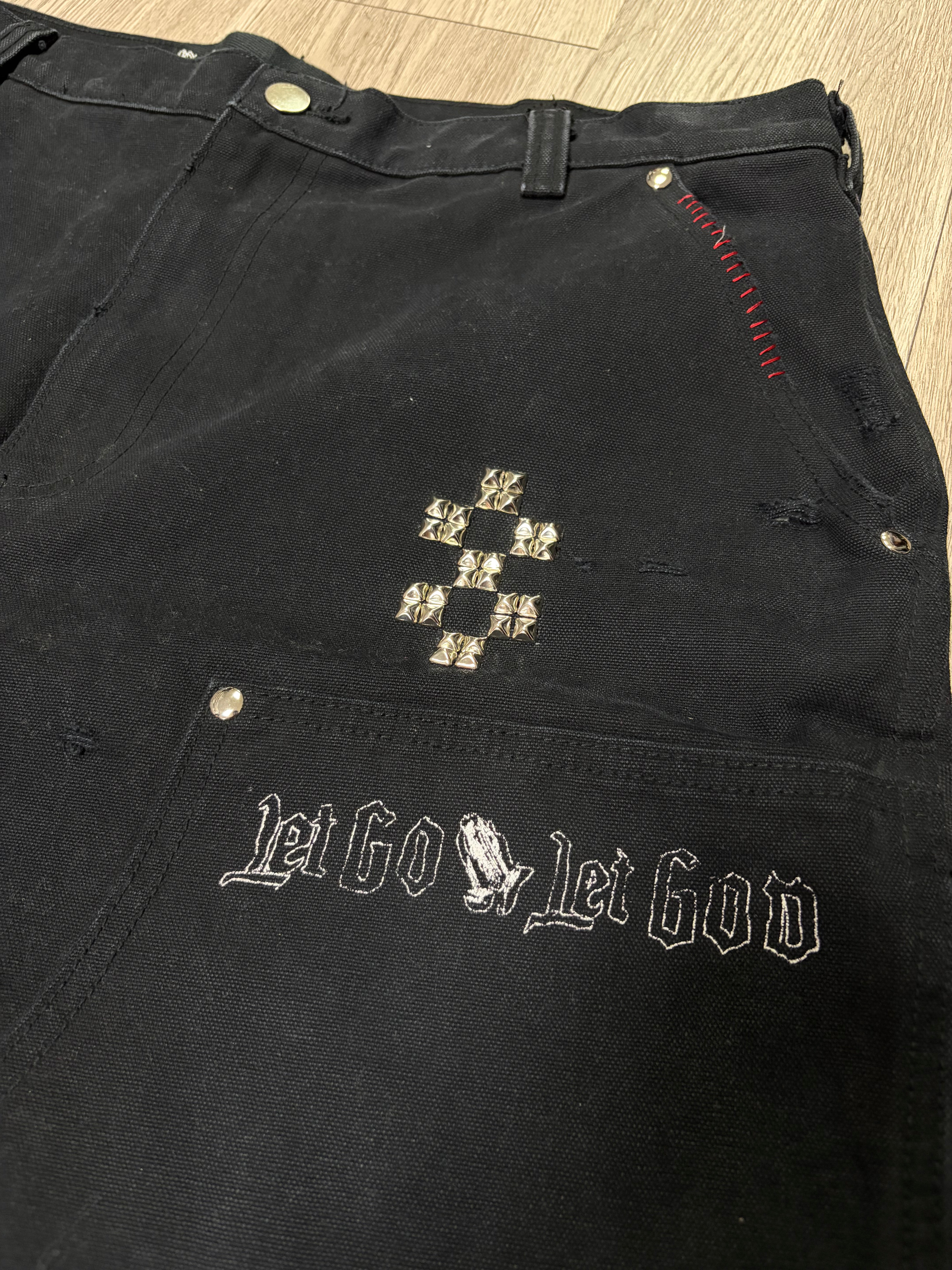 Paly Black Studded Carpenter Shorts
