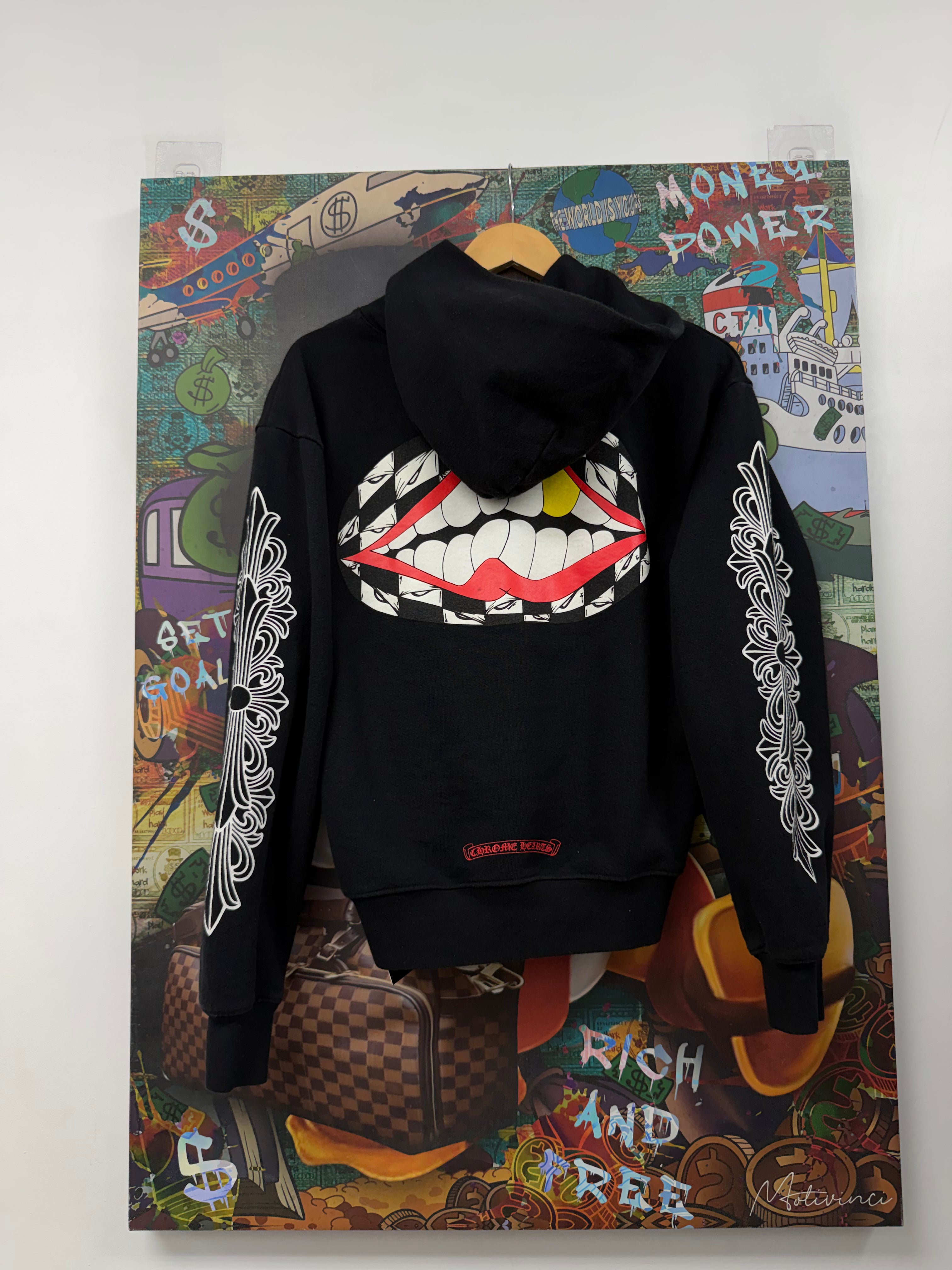 Chrome Hearts Black Matty Boy Chomper Floral Hoodie