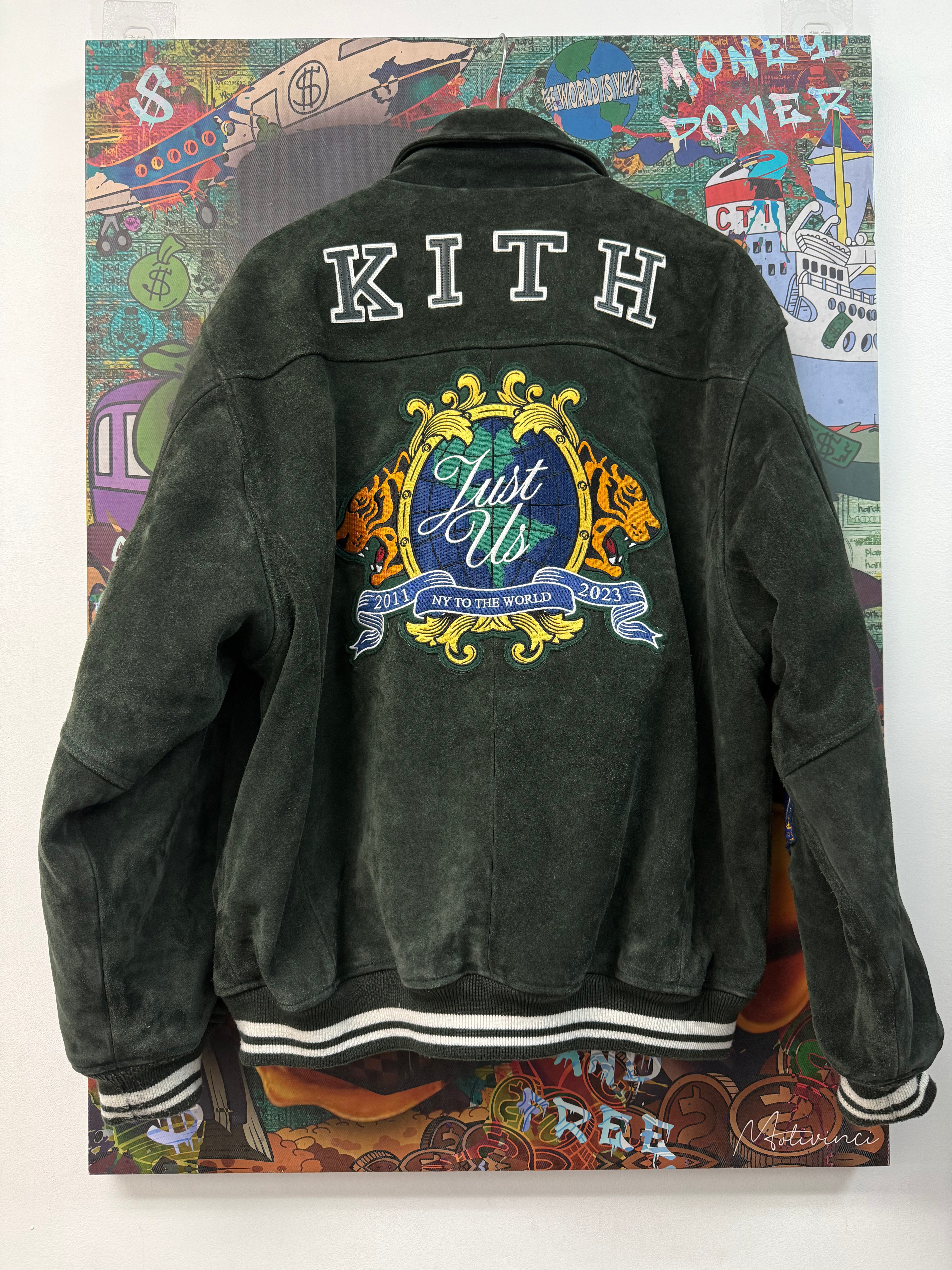 Kith Leather Dark Green Varsity Jacket