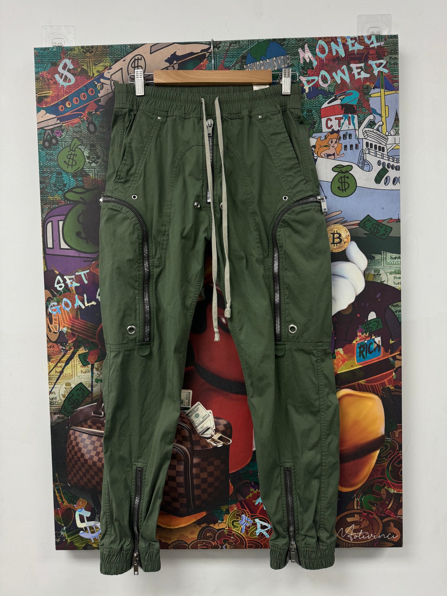 Rick Owens Zipper Cannonball Cargo Pants Olive Used 46 (Fits 30 Waist) N/A