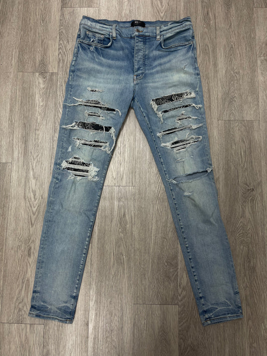 Amiri Light Wash Paisley Thrasher Jeans
